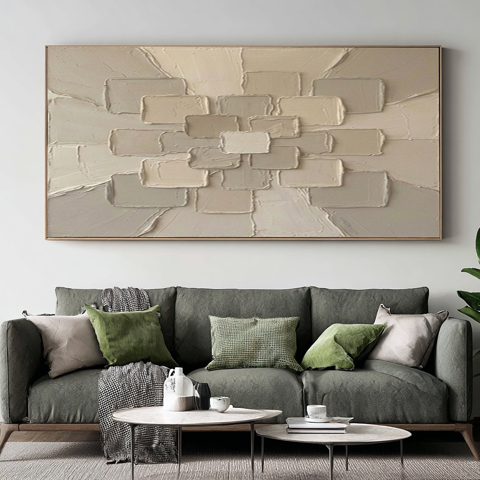 Large Sculptural Texture Wall Art Hand Painted Modern Canvas | KeiraArt