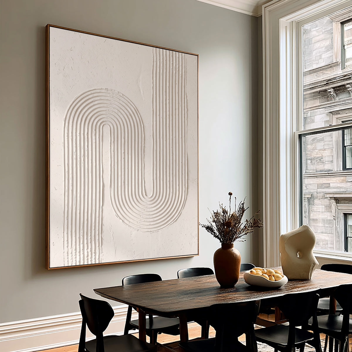 Architectural Curves In Soft White Large Abstract Wall Art Textured Relief Contemporary Minimalist Home Decor