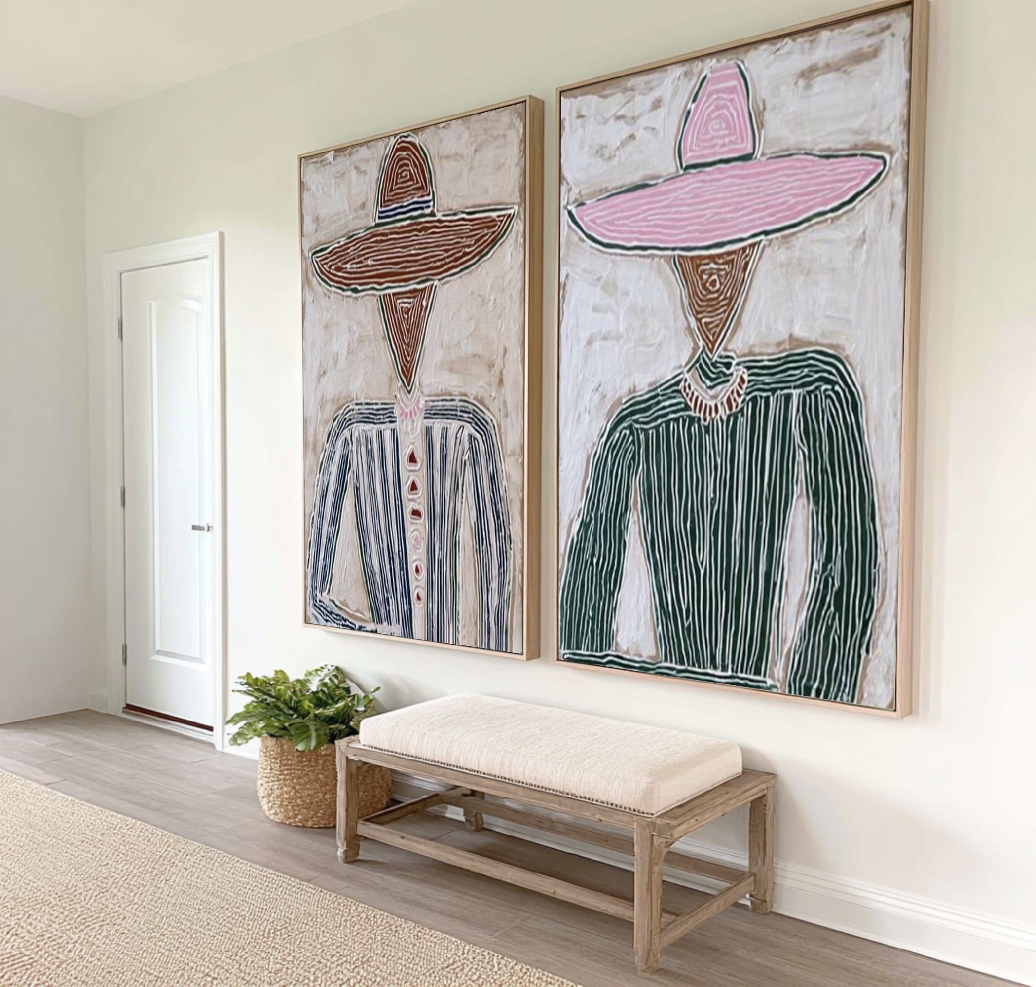 Oversized Contemporary Couple Canvas Art Minimalist Figurative Painting | KeiraArt