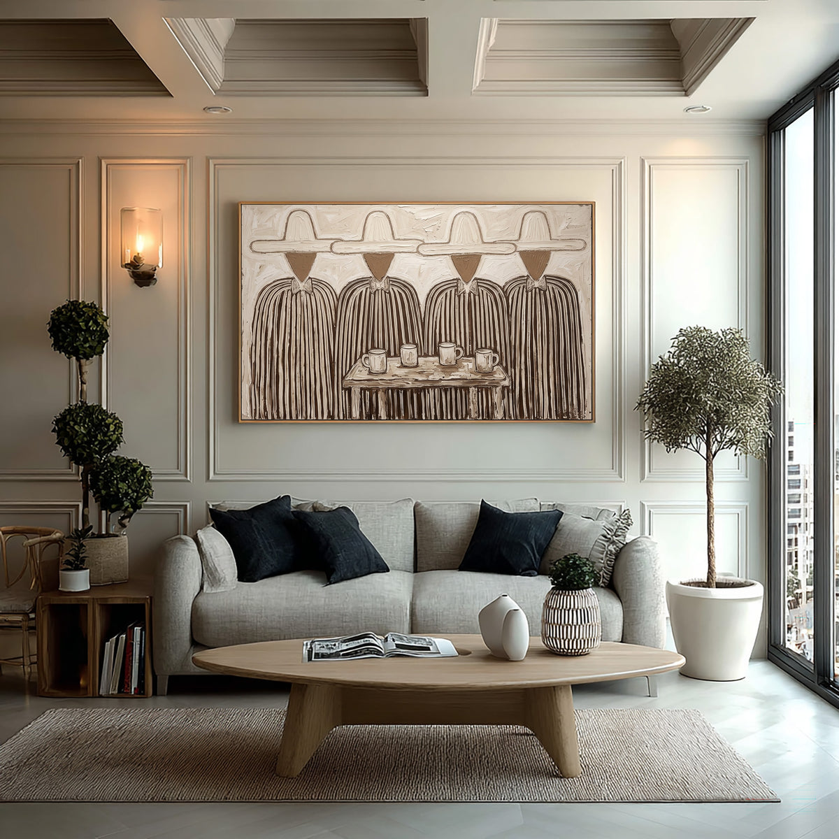 Southwestern Folk Art, Rustic Figurative Painting, Textured Wall Artwork