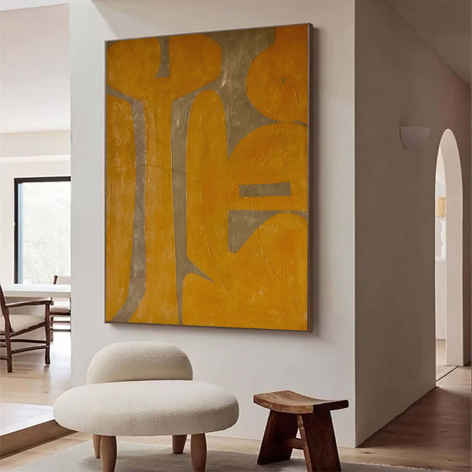 Large Modern Abstract Yellow Grey Art |KeiraArt #AG 102
