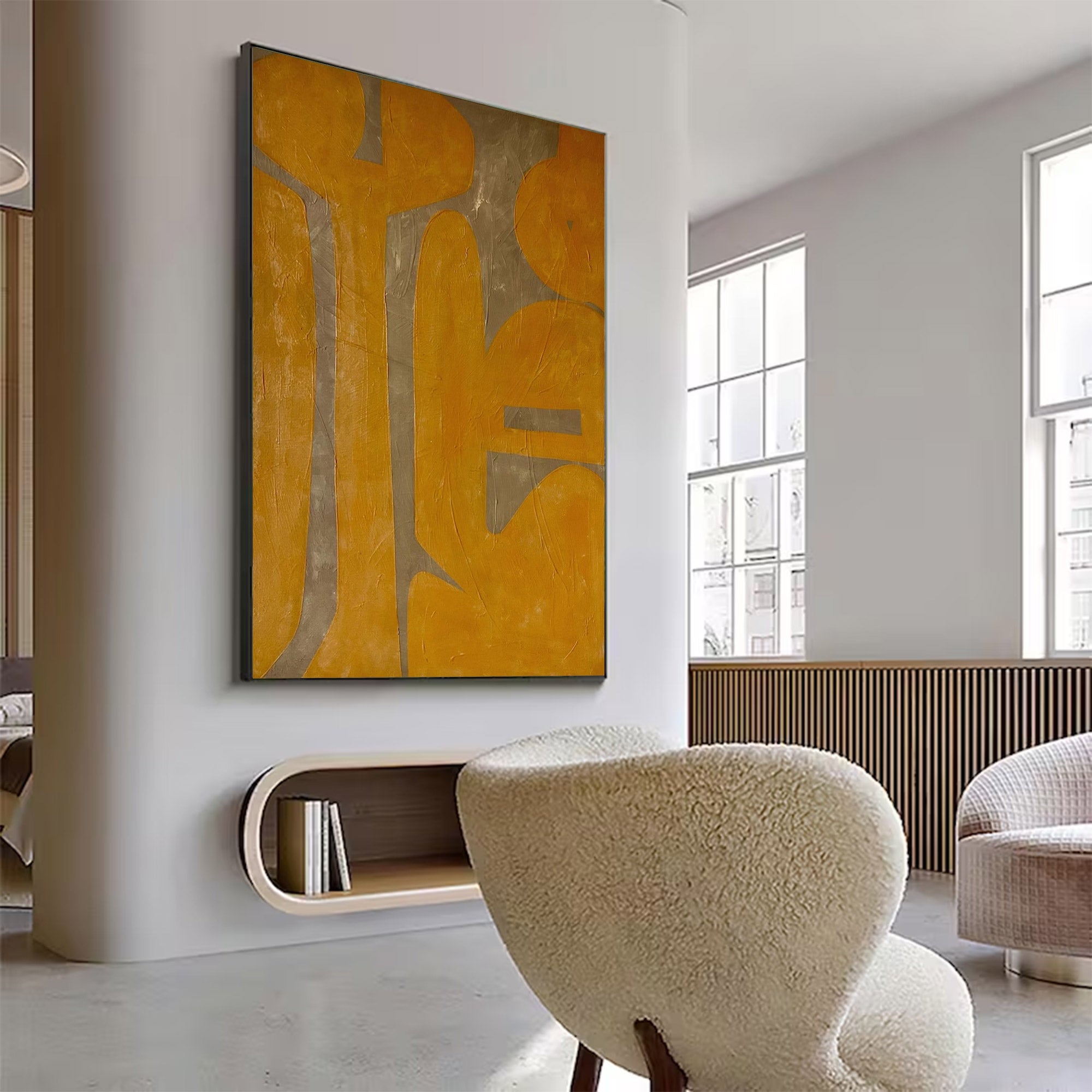 Large Modern Abstract Yellow Grey Art |KeiraArt #AG 102