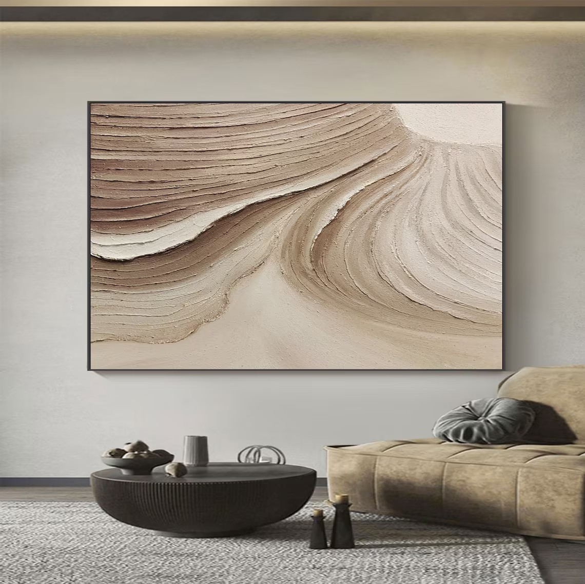 Neutral Textured Wall Art Set of 2 Earthy Tones #AP 107