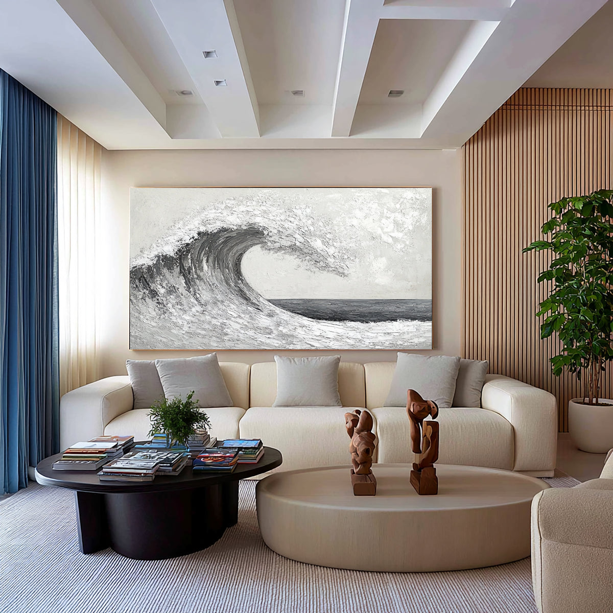 Silent Ocean Wave Hand Painted Seascape Oil Painting Textured Contemporary Ocean Wall Artwork