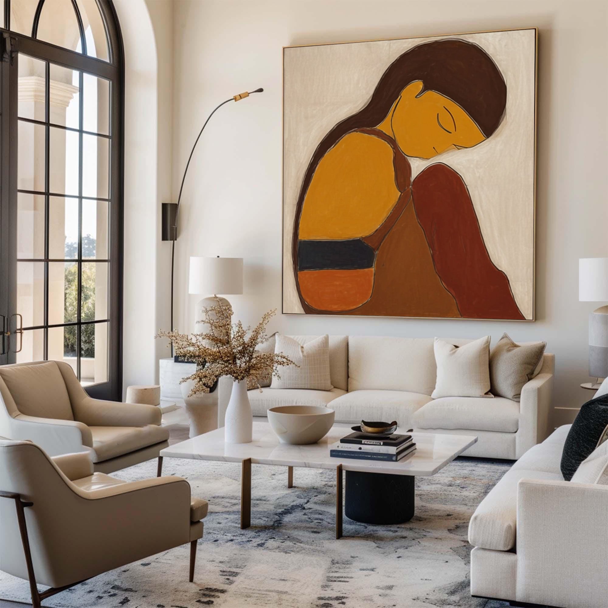 Mid Century Modern Abstract Figure Painting #CZ 030