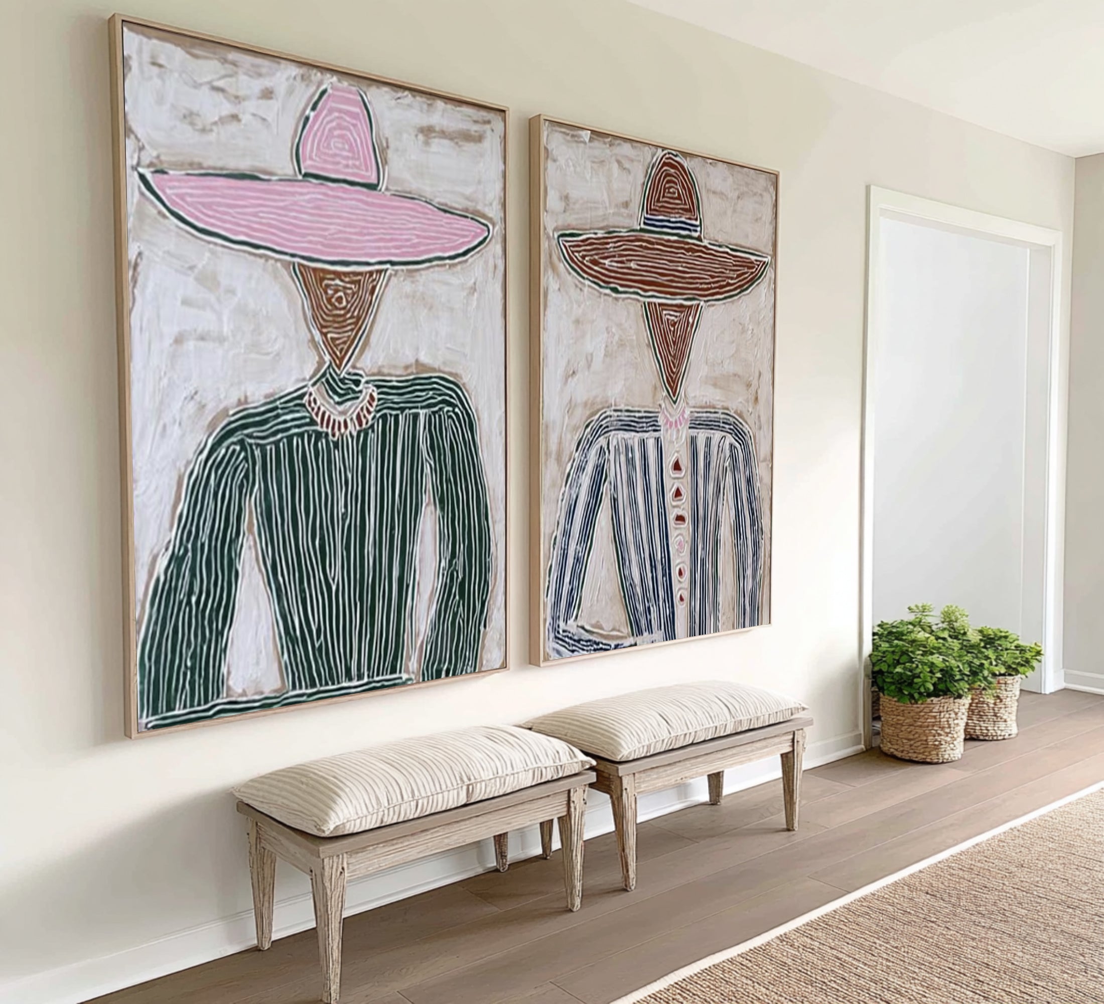 Oversized Contemporary Couple Canvas Art Minimalist Figurative Painting | KeiraArt