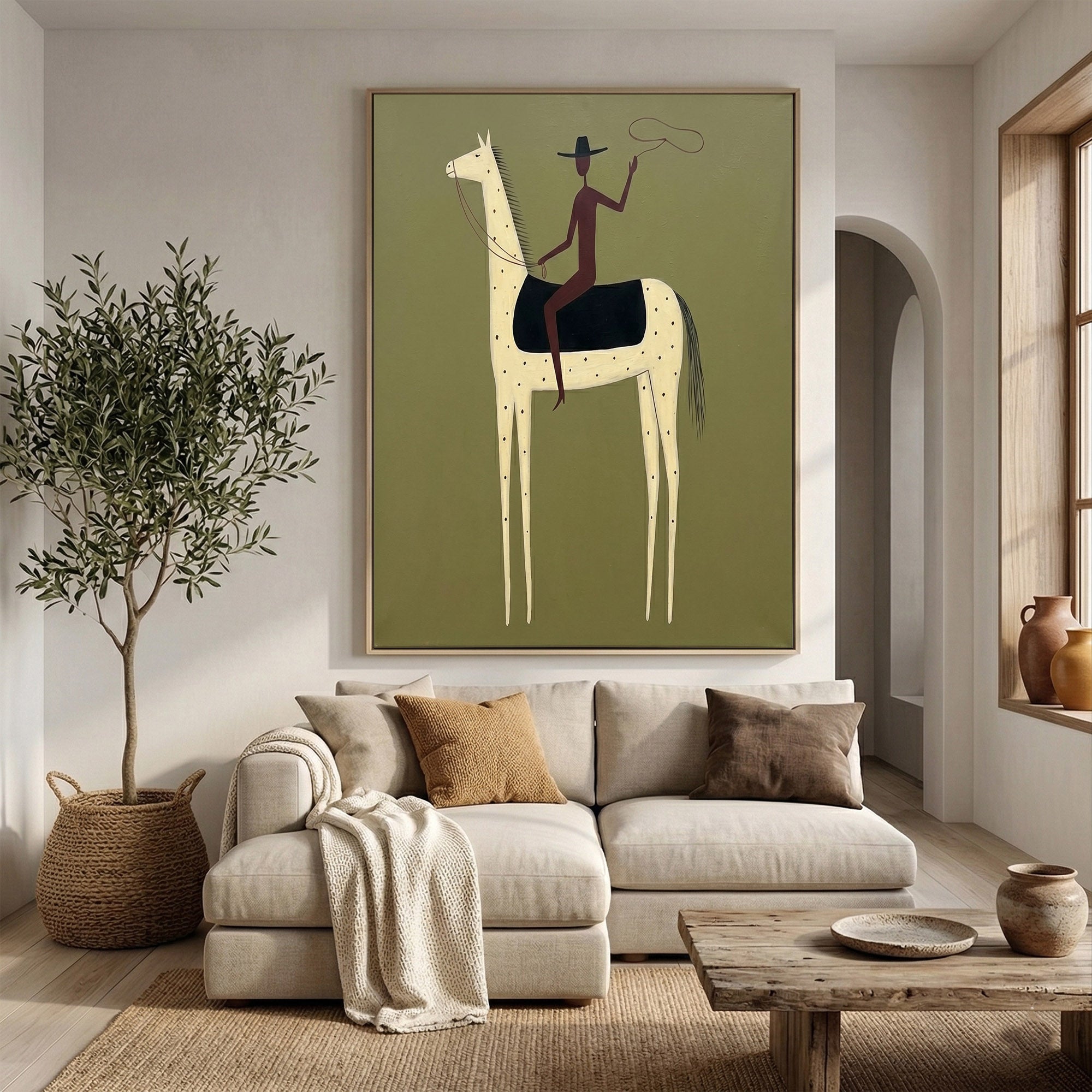 Large Cowboy Horse Wall Art Modern Western Contemporary Canvas Painting
