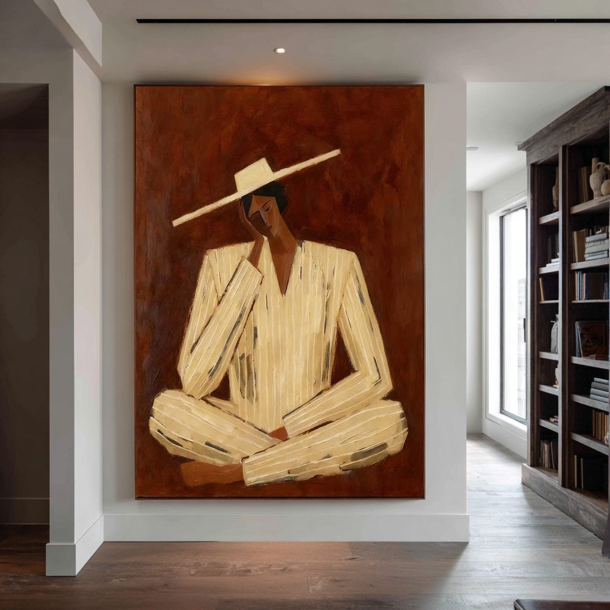 Large Abstract Figure Wall Art Contemporary Neutral Portrait Painting