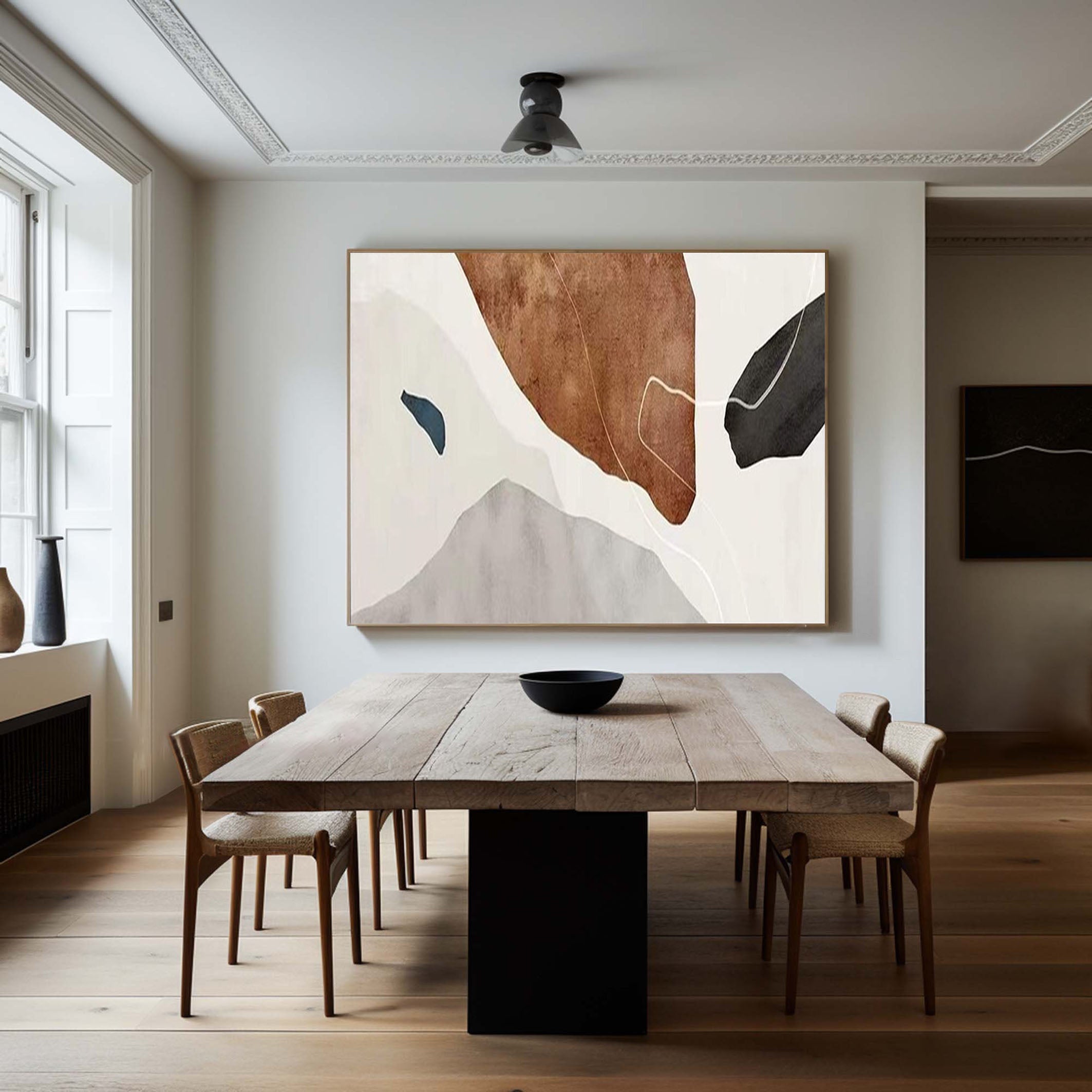 Abstract Geometry Large Neutral Tones Canvas Art #MCP 030
