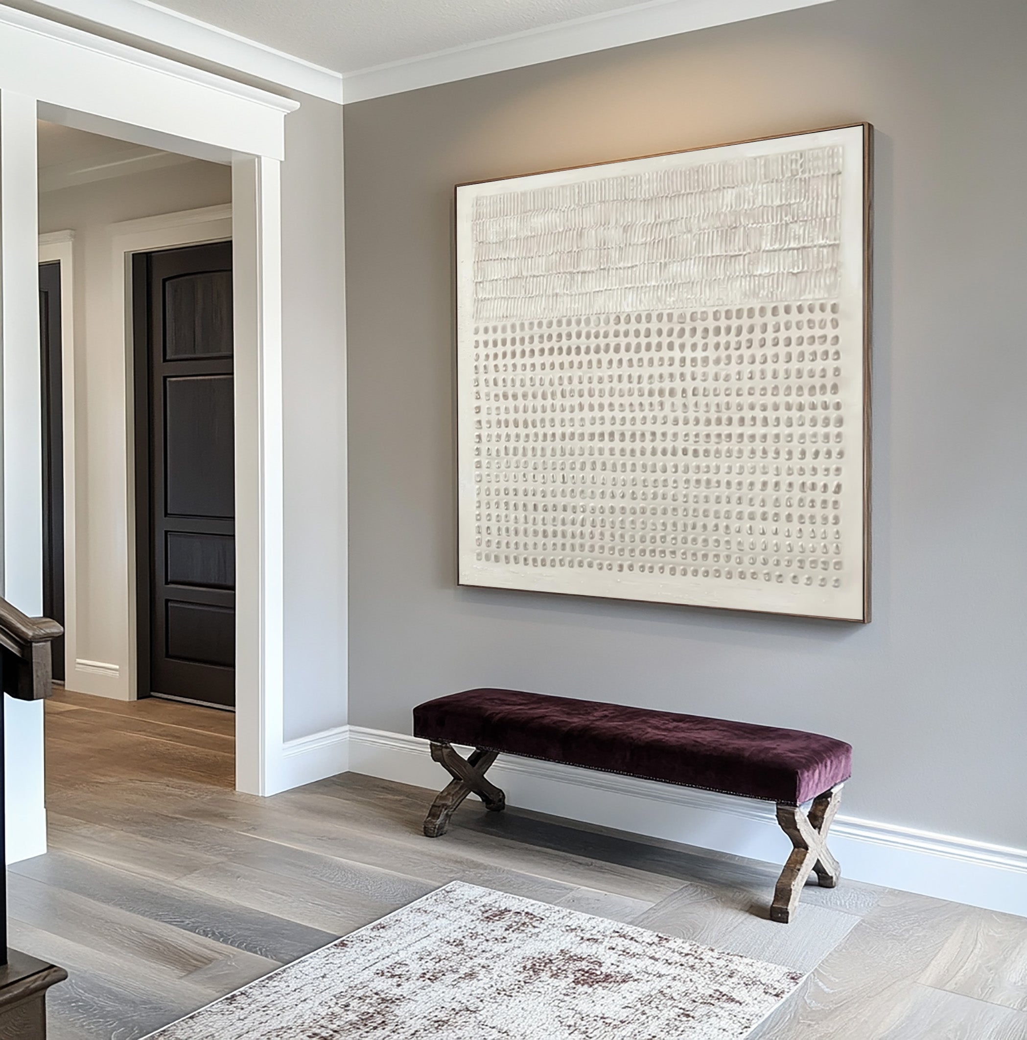 Abstract White Textured Wall Art - Modern Minimalist Decor #AG 028