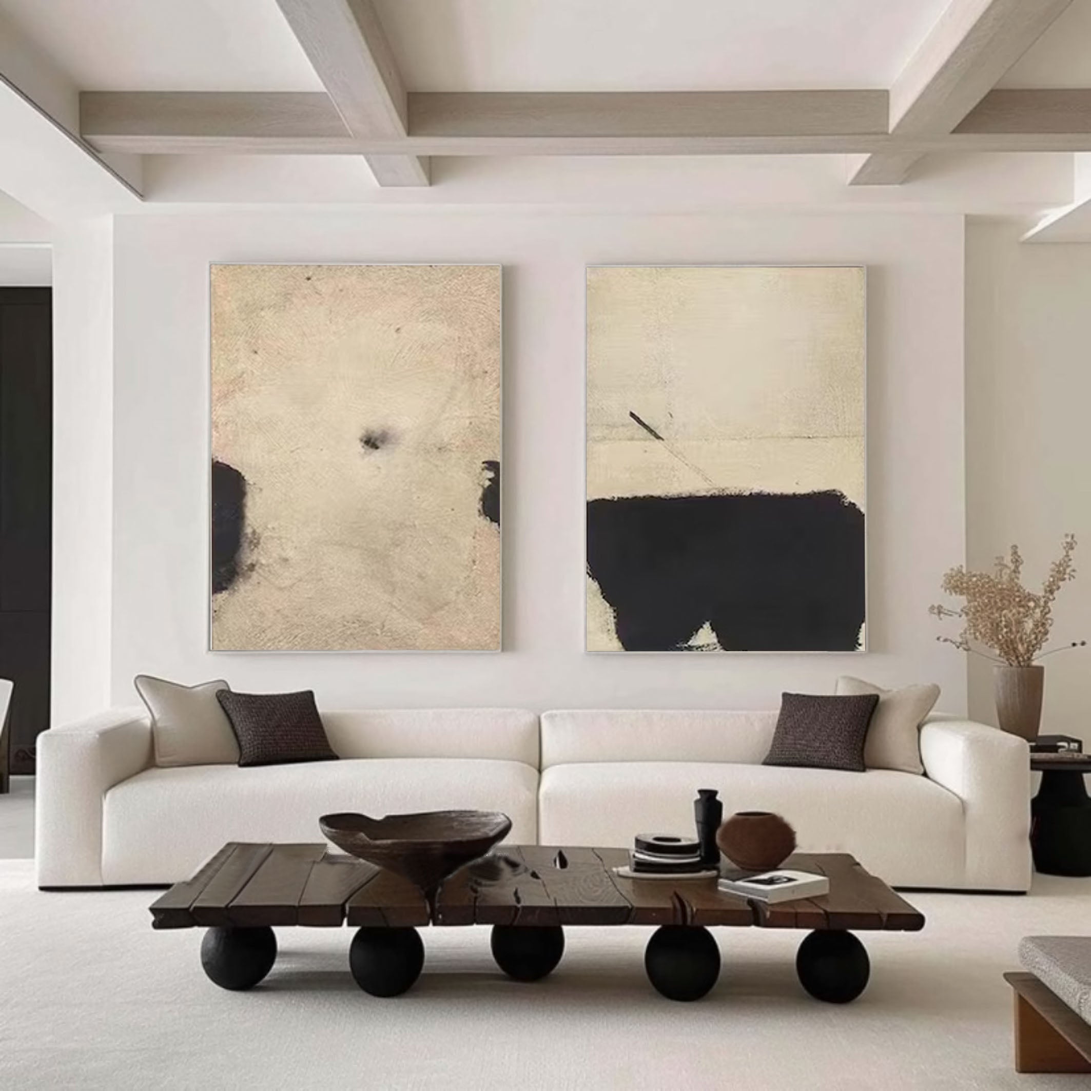 Modern Minimalist Abstract Art Dual Panels for a Refined Look #MMAS 065