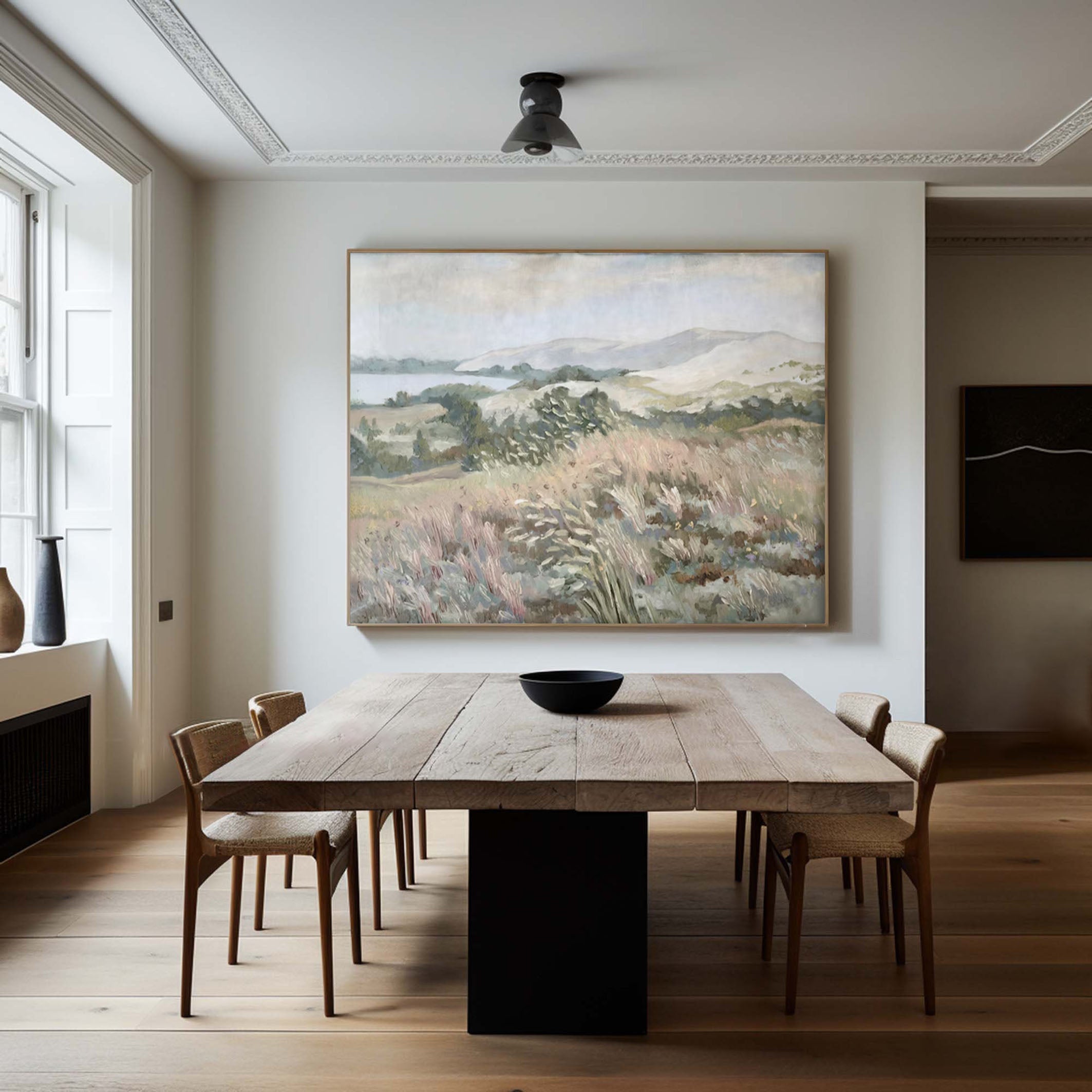 Serene Hills Pastoral Landscape Painting with Rolling Hills #AP 059