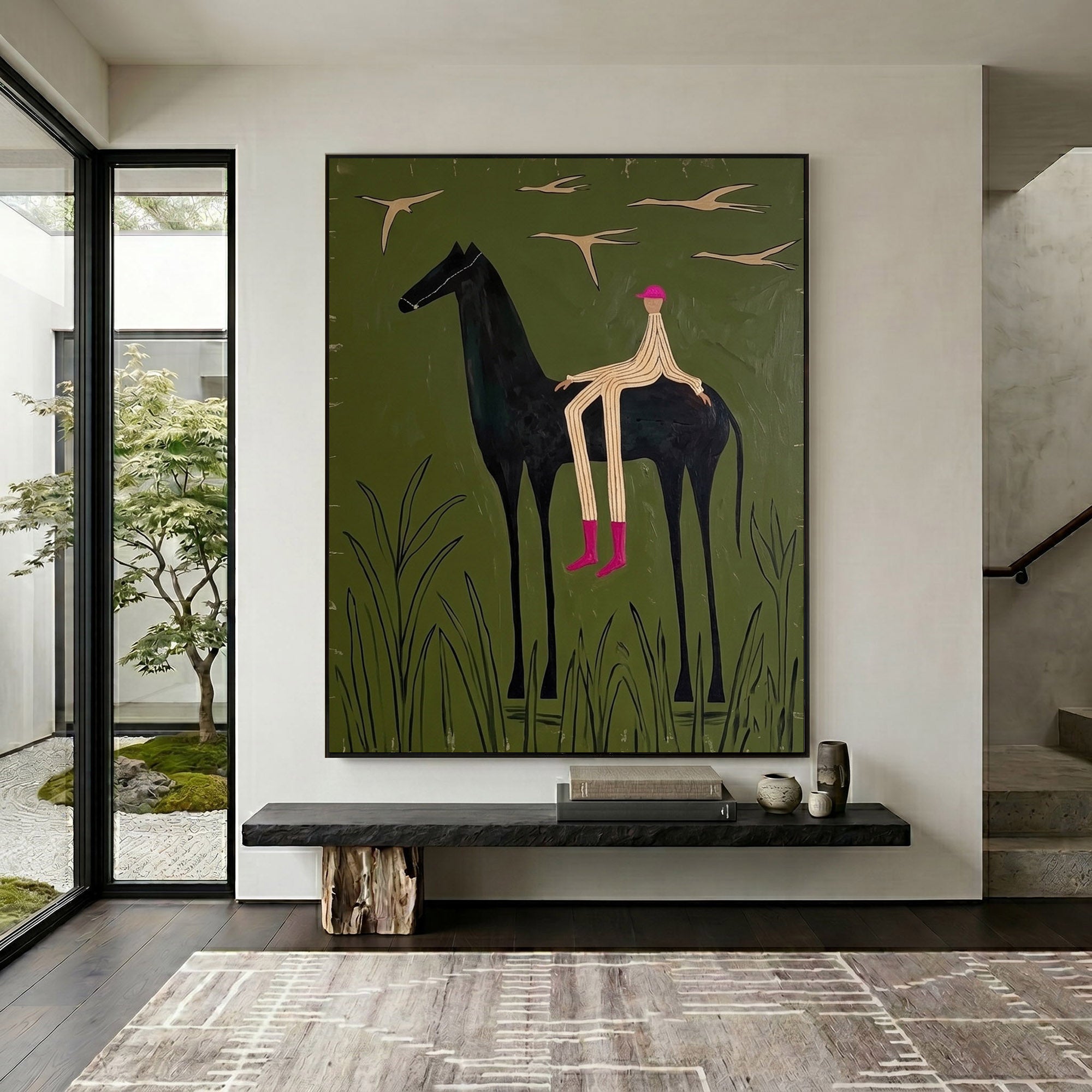 Large Cowboy Horse Wall Art Contemporary Western Figurative Painting