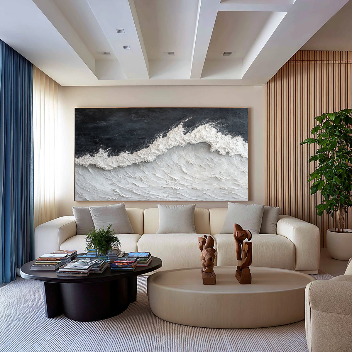 The Silent Wave Hand Painted Seascape Oil Painting Textured Ocean Wall Art Contemporary Artwork