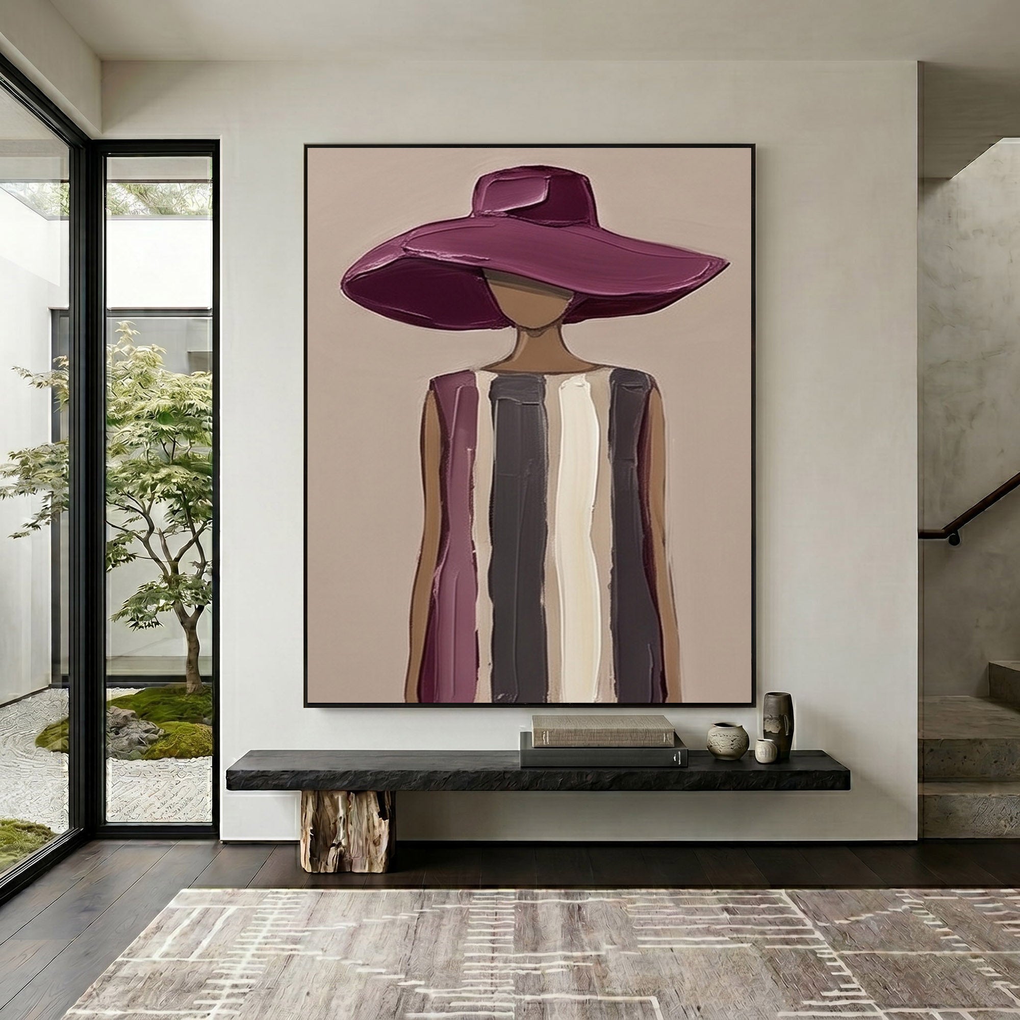 Large Woman Portrait Wall Art Abstract Oil Painting Vintage Americana Art Cowgirl Cowboy Western Fashion Figure Luxury Home Decor