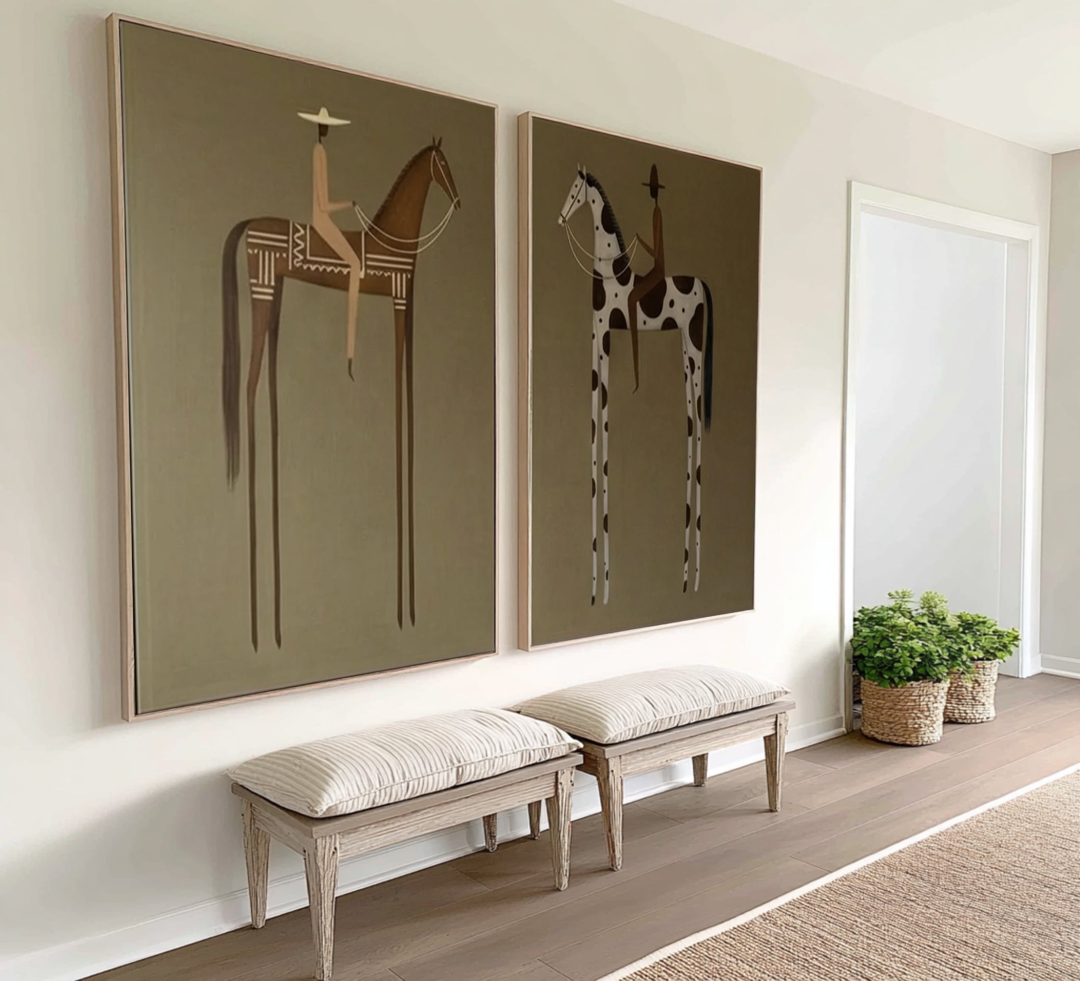 Large Gallery Style Horse Rider Artwork Modern Luxury Wall Decor | KeiraArt