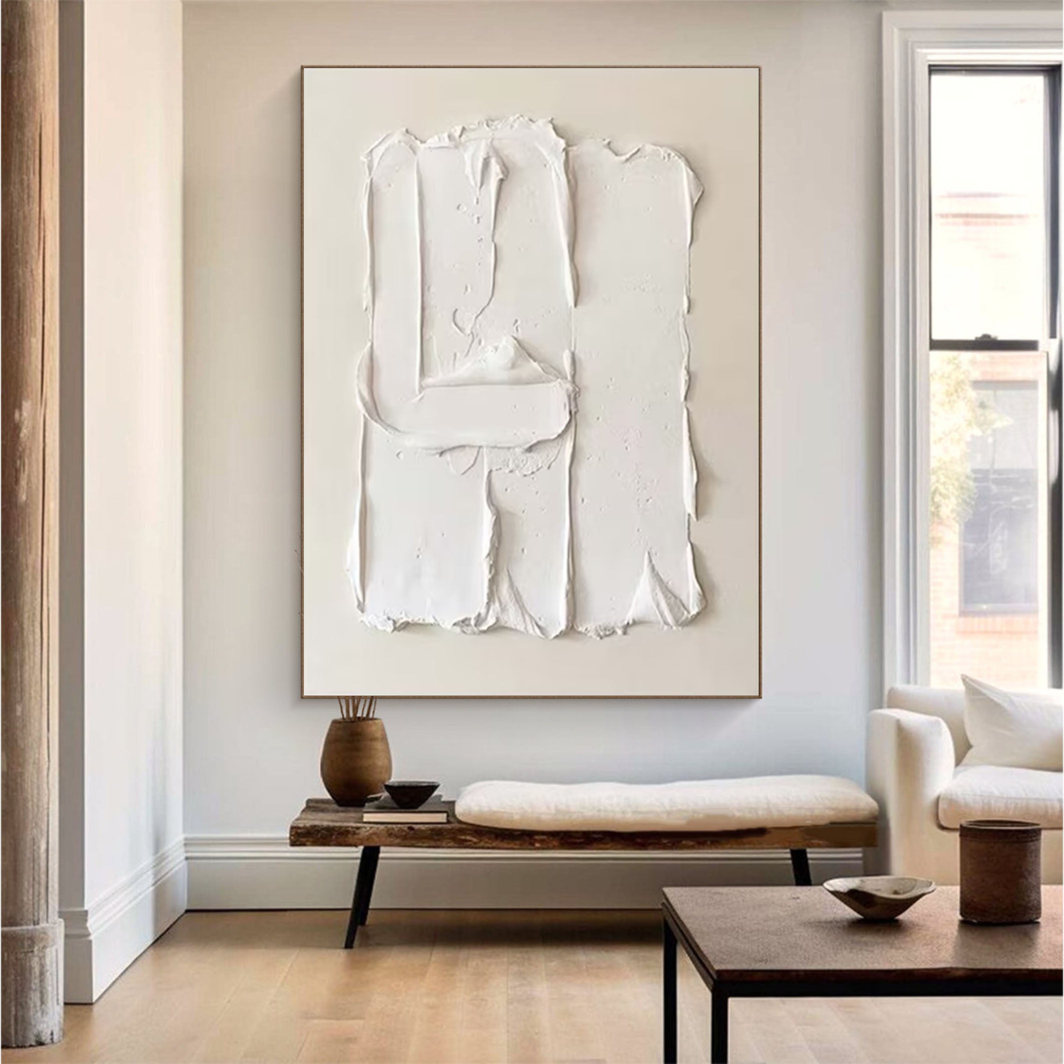 Textured Abstract Art Neutral Beige Canvas for Modern Living Rooms #MMA 183