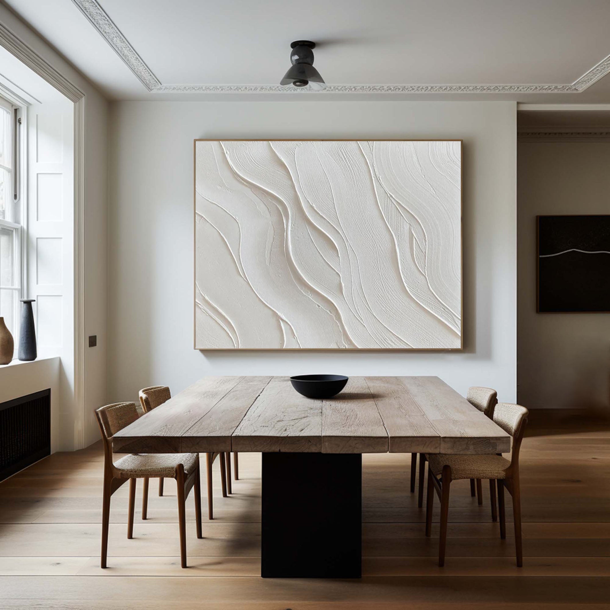 Elegant White Textured Wall Art Minimalist Abstract Canvas for Modern Decor #MMA 160