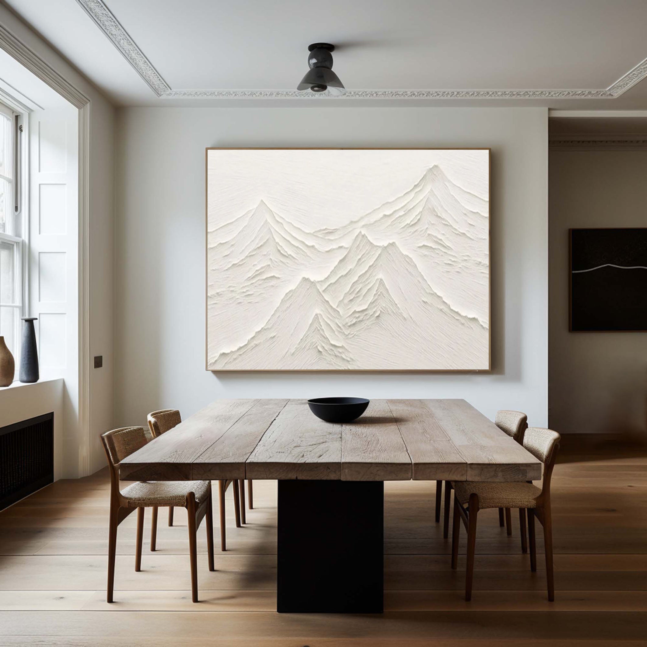 Silent Peaks Textured White Mountain Wall Art #MMA 168