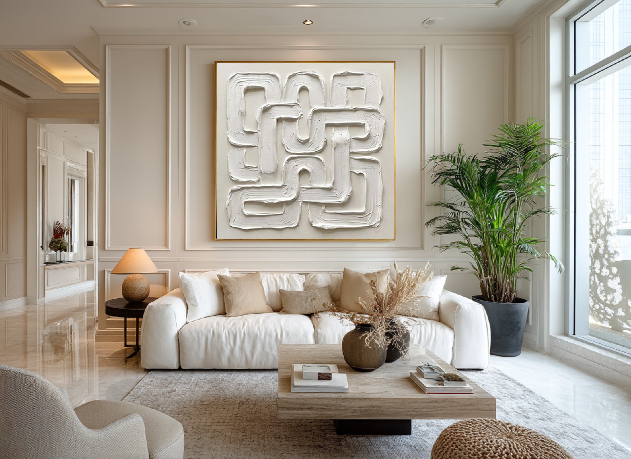 Large Architectural Flow Wall Art Neutral Sculptural Painting