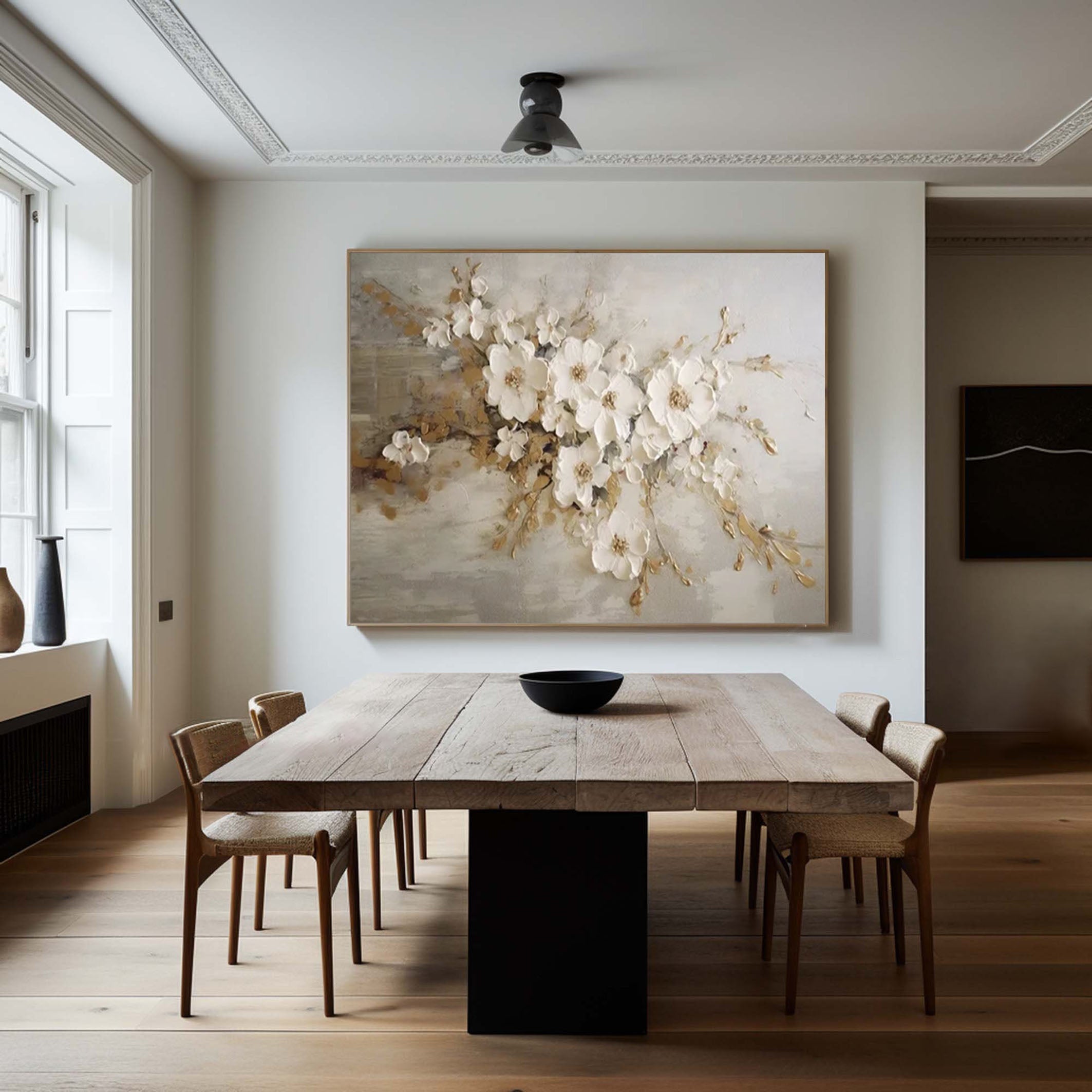 White Blossoms Tree Art Luxurious Modern Wall Decor #FT 052