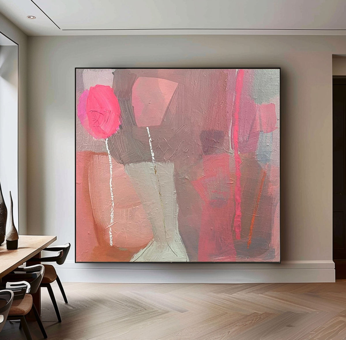 Modern Pink and Red Abstract Painting | Chic Artwork for Home #MCP 007