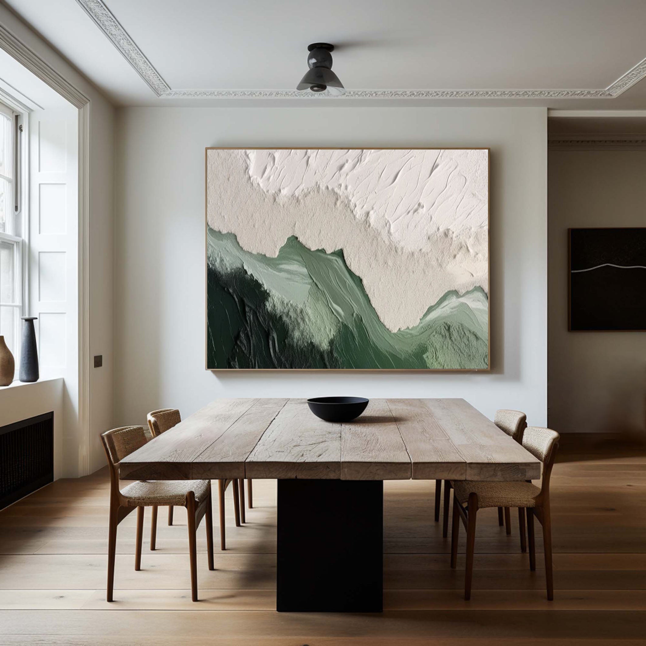 Emerald Peaks Green & White Textured Landscape Artwork #MMA 171