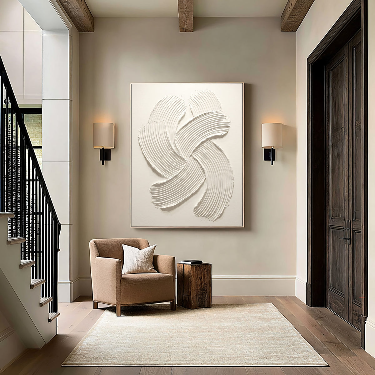 Quiet Motion In White Relief Large Textured Wall Art Minimalist Sculptural Abstract Artwork Quiet Luxury Decor
