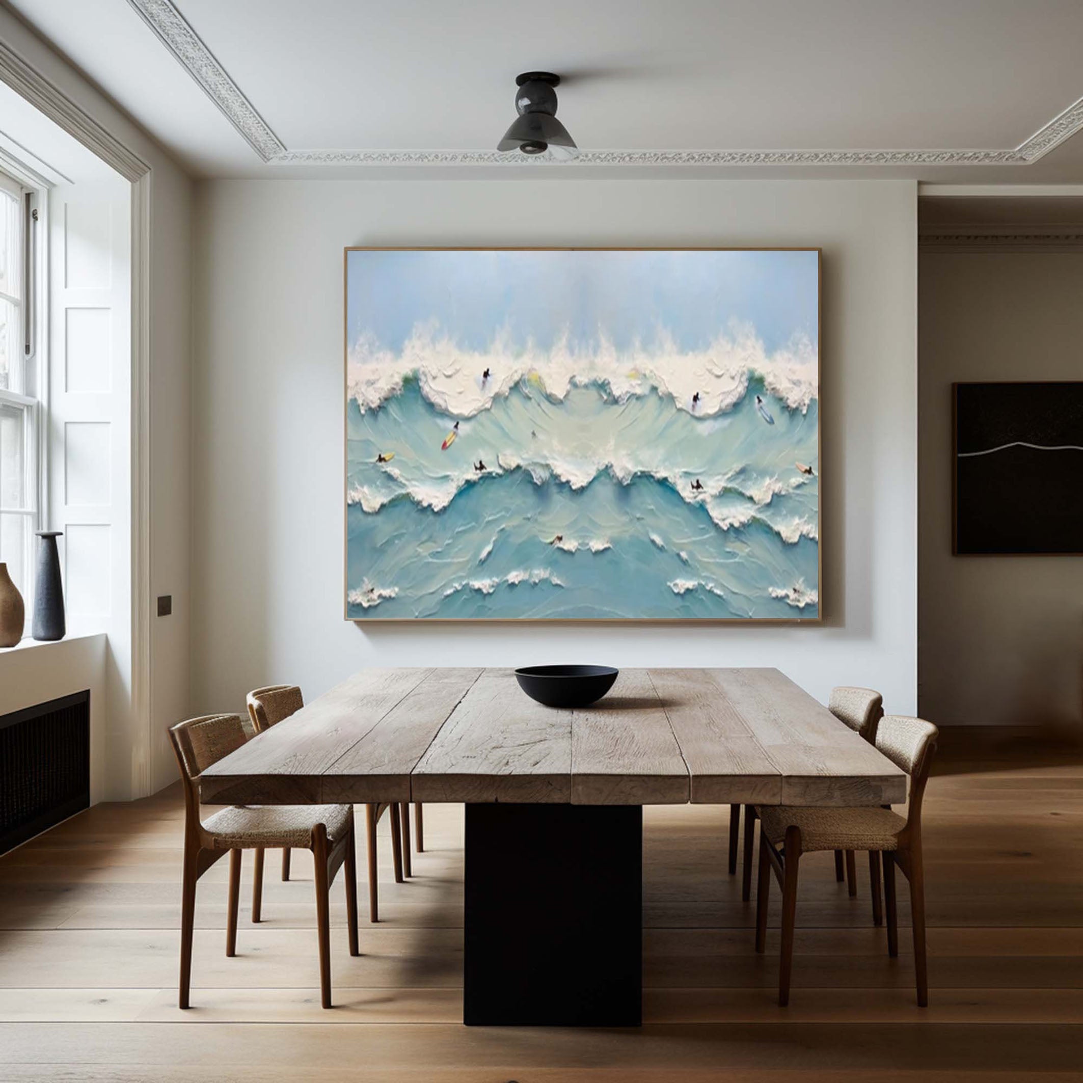 Ocean's Majesty Dynamic Wave Art with Surfers #OS 064