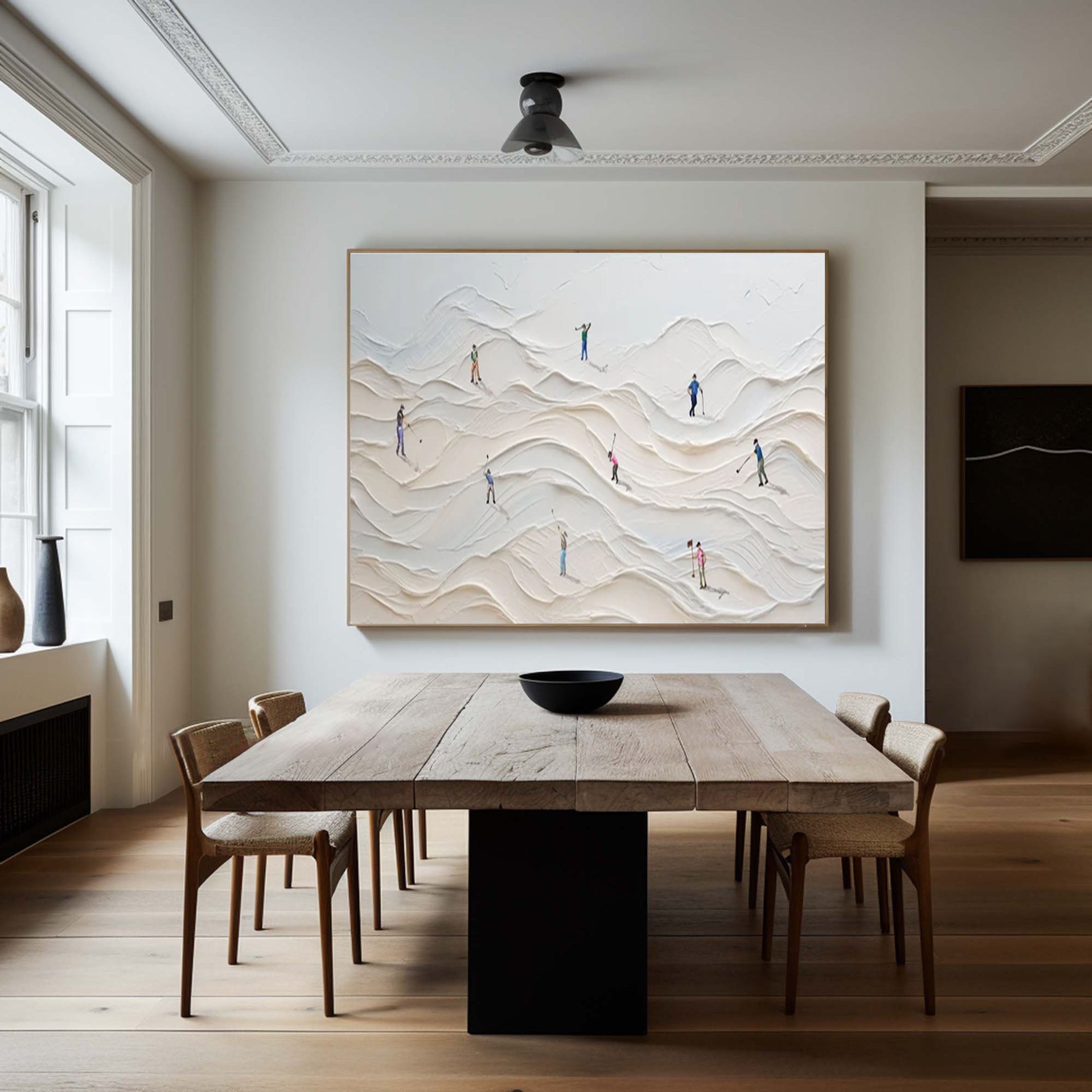 Dune Dance Modern Textured White Wall Art #ASP 009