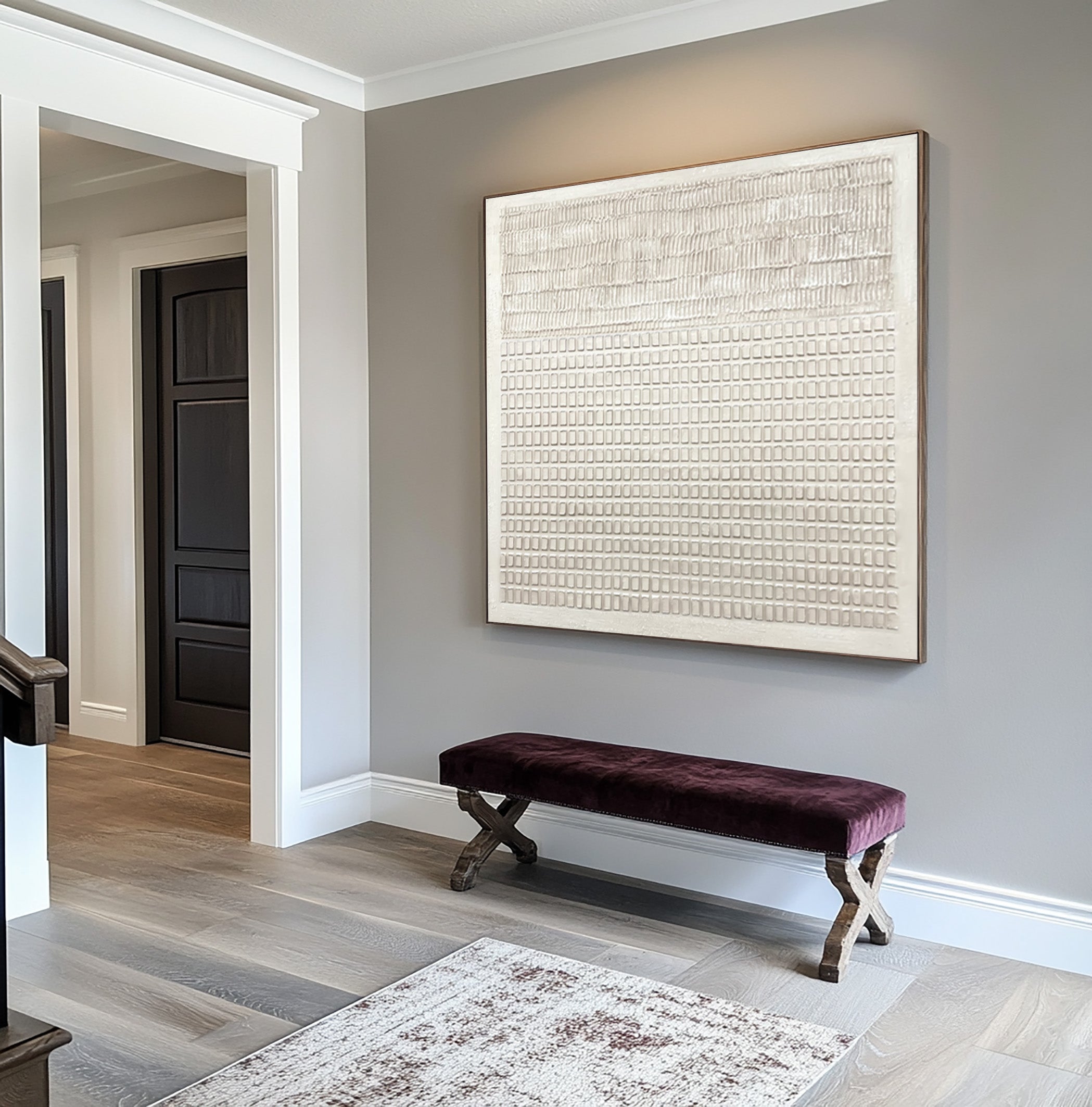 Textured White Minimalist Abstract Wall Art #AG 025