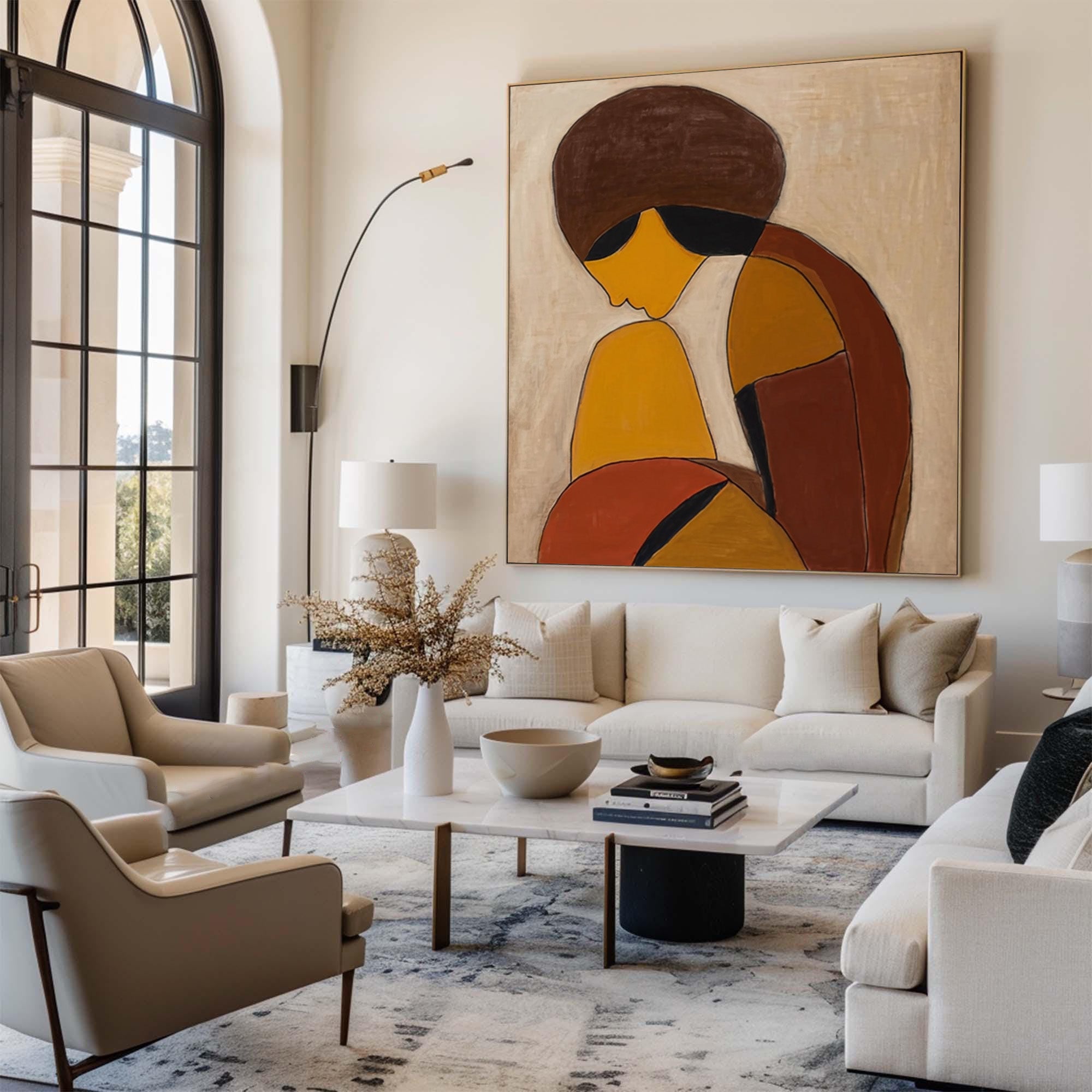 Abstract Figure Oil Painting in Warm Tones #CZ 028