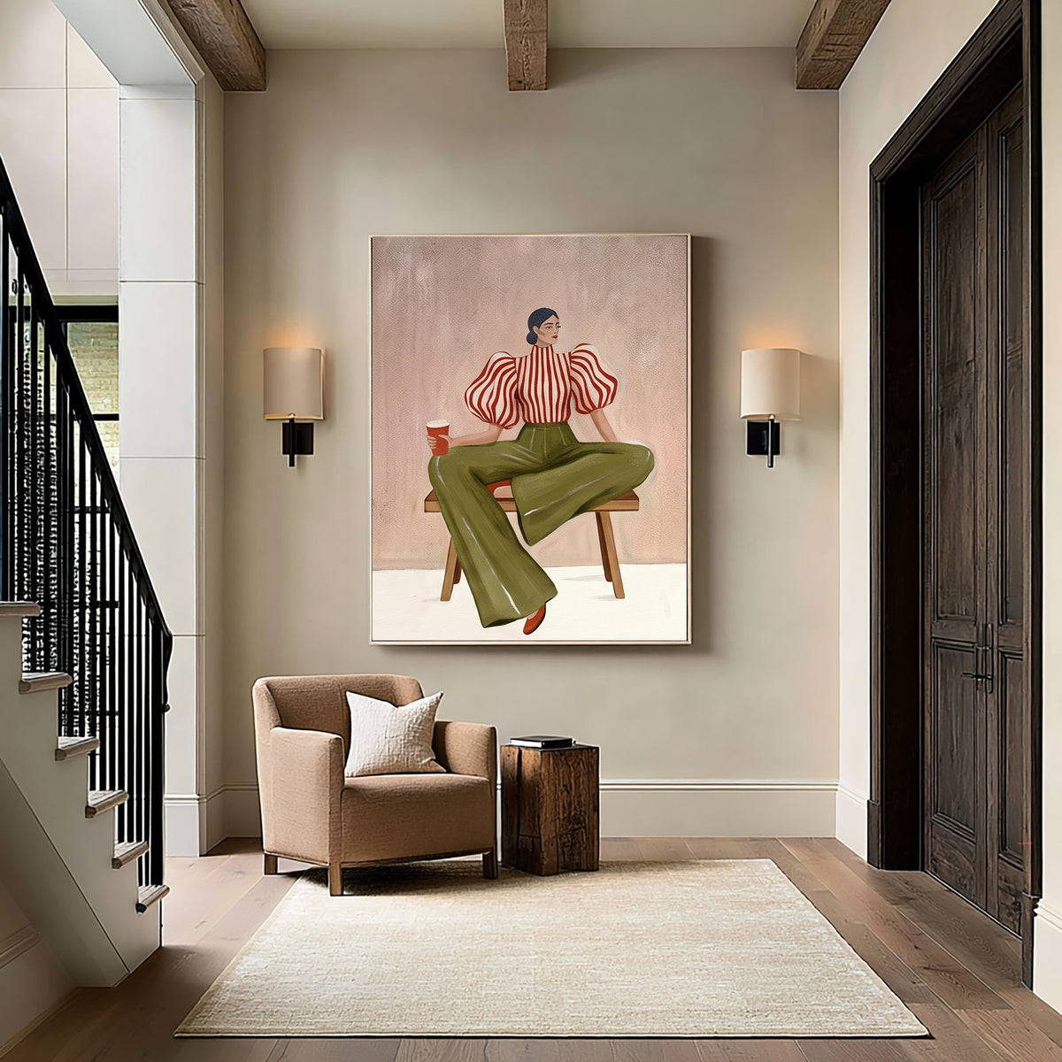 Contemporary Figurative Painting, Modern Female Portrait, Textured Wall Art