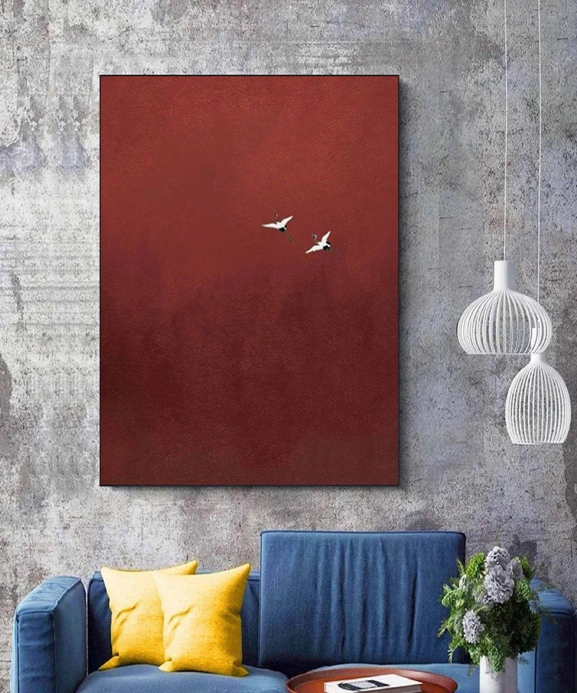 Dreamy Crimson Sky Painting | Surreal Red Landscape Art #AP 081