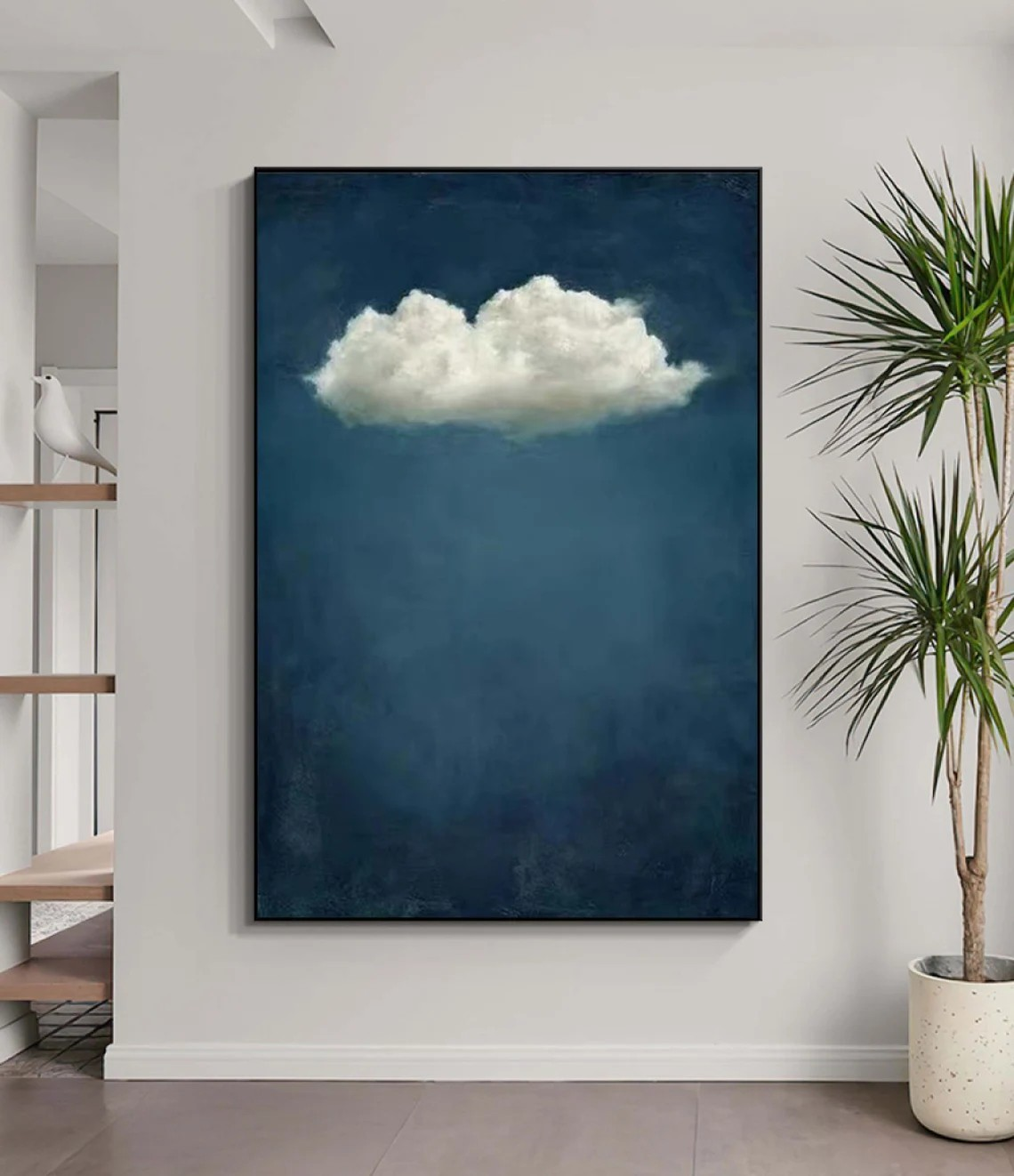 Minimalist Blue Sky and Abstract Cloud Art Modern Wall Decor #OS 073