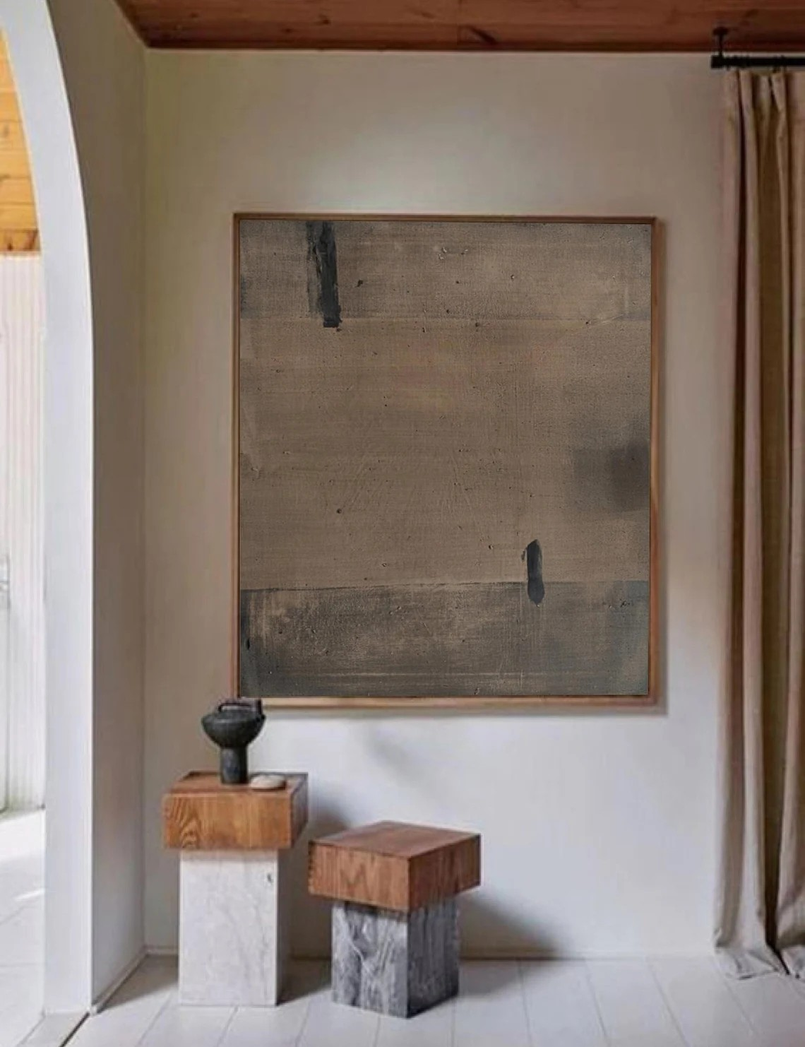 Neutral Brown Abstract Art for Modern Home Decor #AP 095