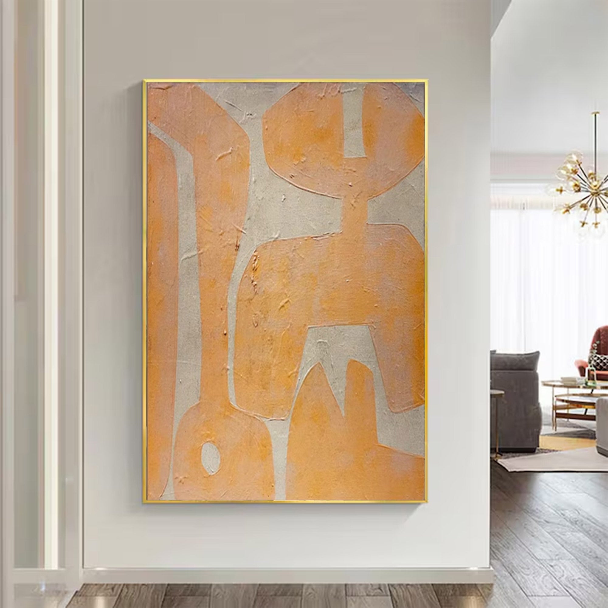 Modern Abstract Beige Peach Large Art |KeiraArt #AG 103