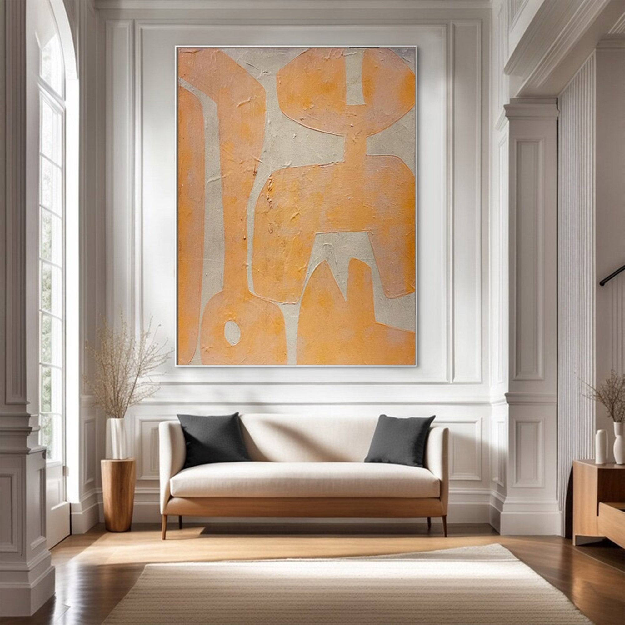Modern Abstract Beige Peach Large Art |KeiraArt #AG 103