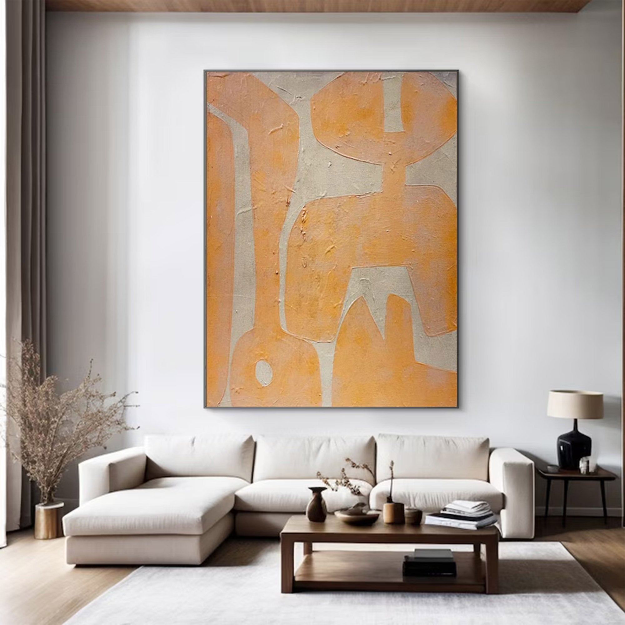 Modern Abstract Beige Peach Large Art |KeiraArt #AG 103