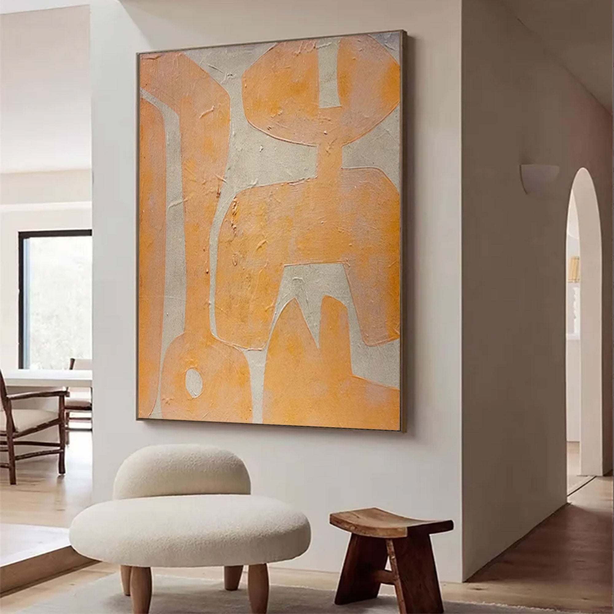 Modern Abstract Beige Peach Large Art |KeiraArt #AG 103
