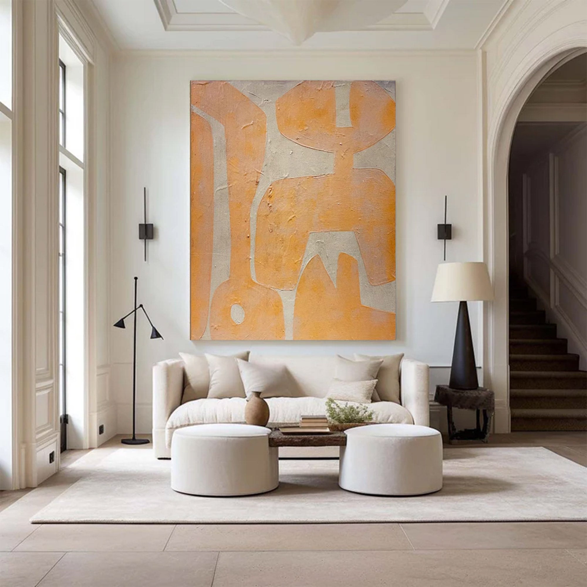 Modern Abstract Beige Peach Large Art |KeiraArt #AG 103