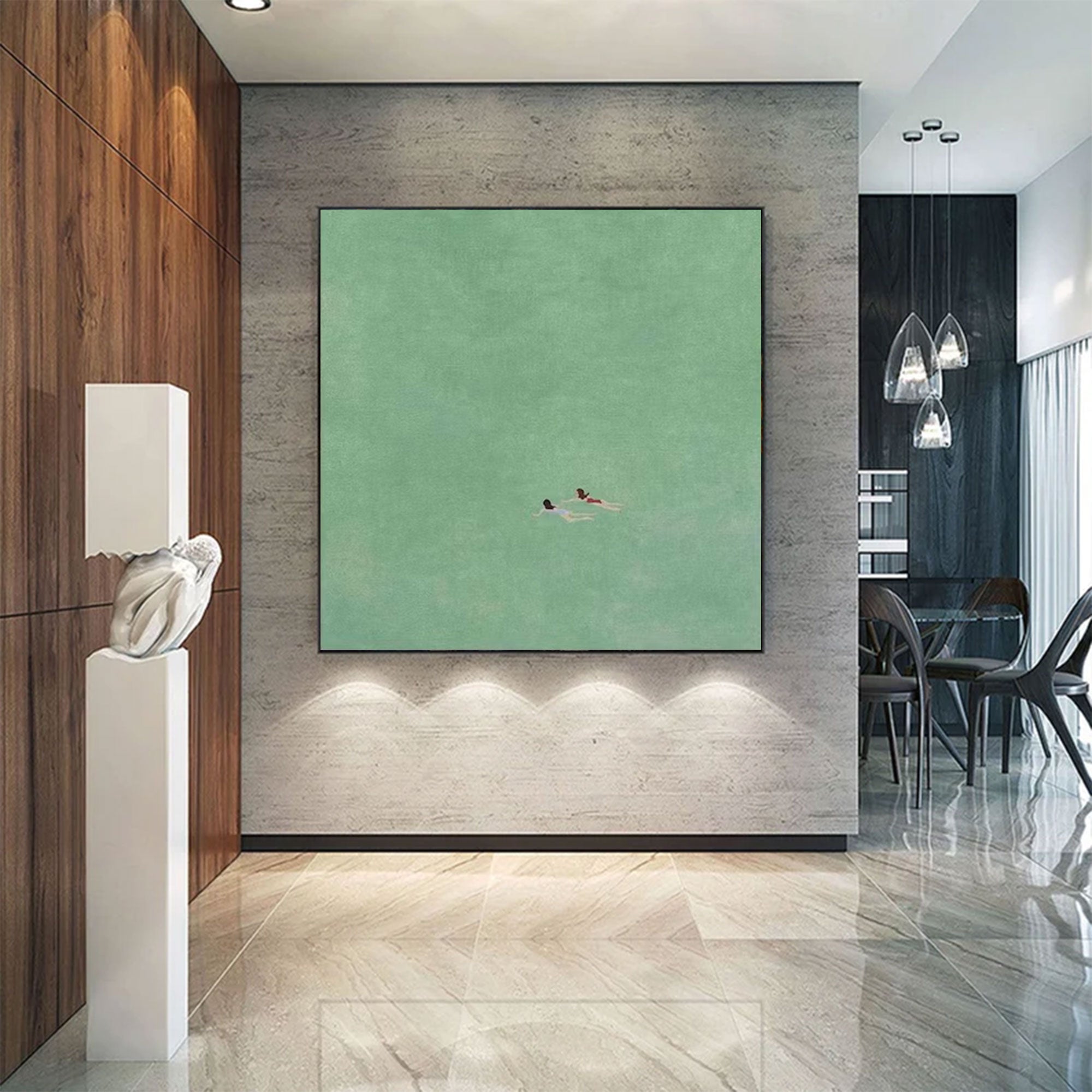 Large Minimalist Swimmers Art | KeiraArt #AG 163