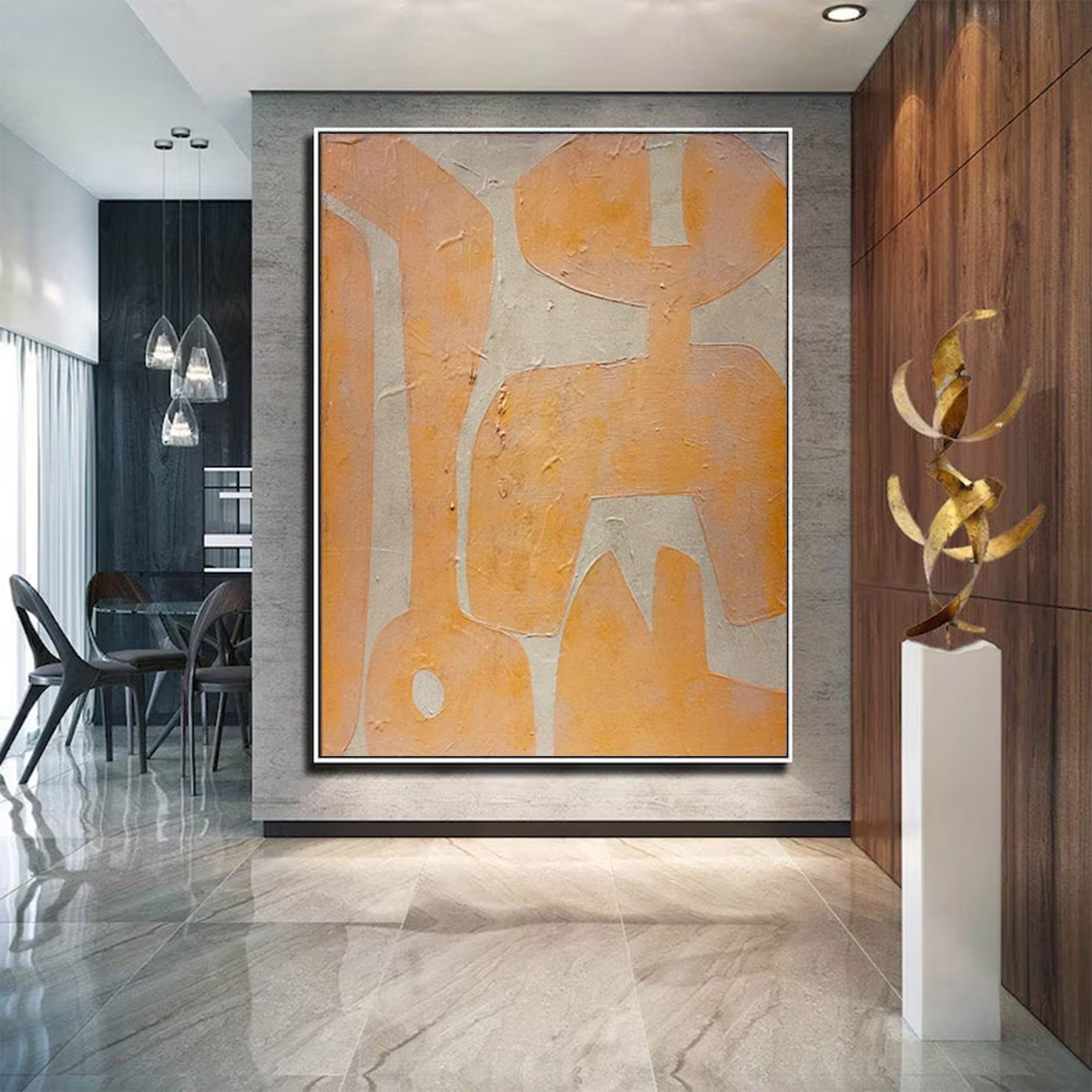 Modern Abstract Beige Peach Large Art |KeiraArt #AG 103