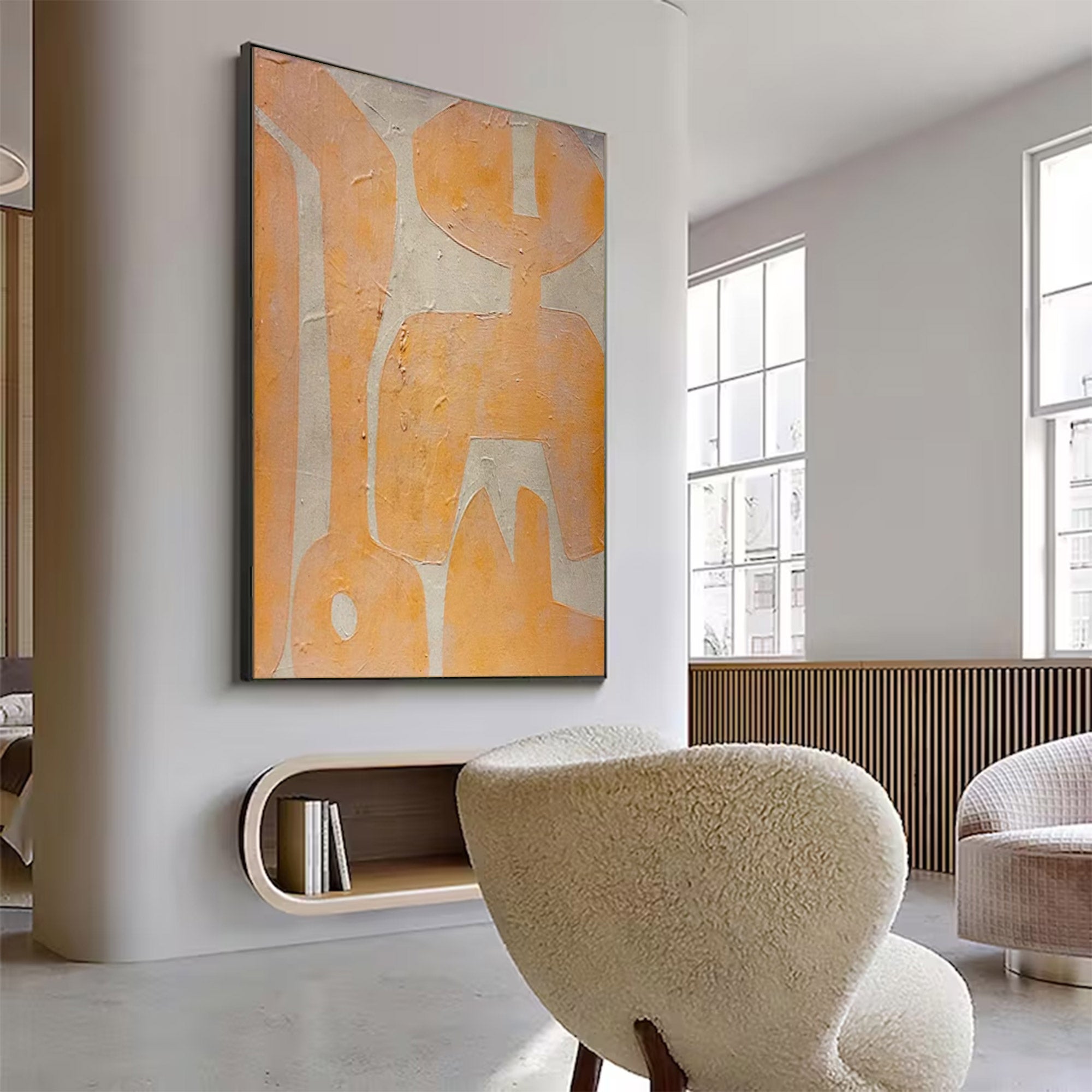 Modern Abstract Beige Peach Large Art |KeiraArt #AG 103