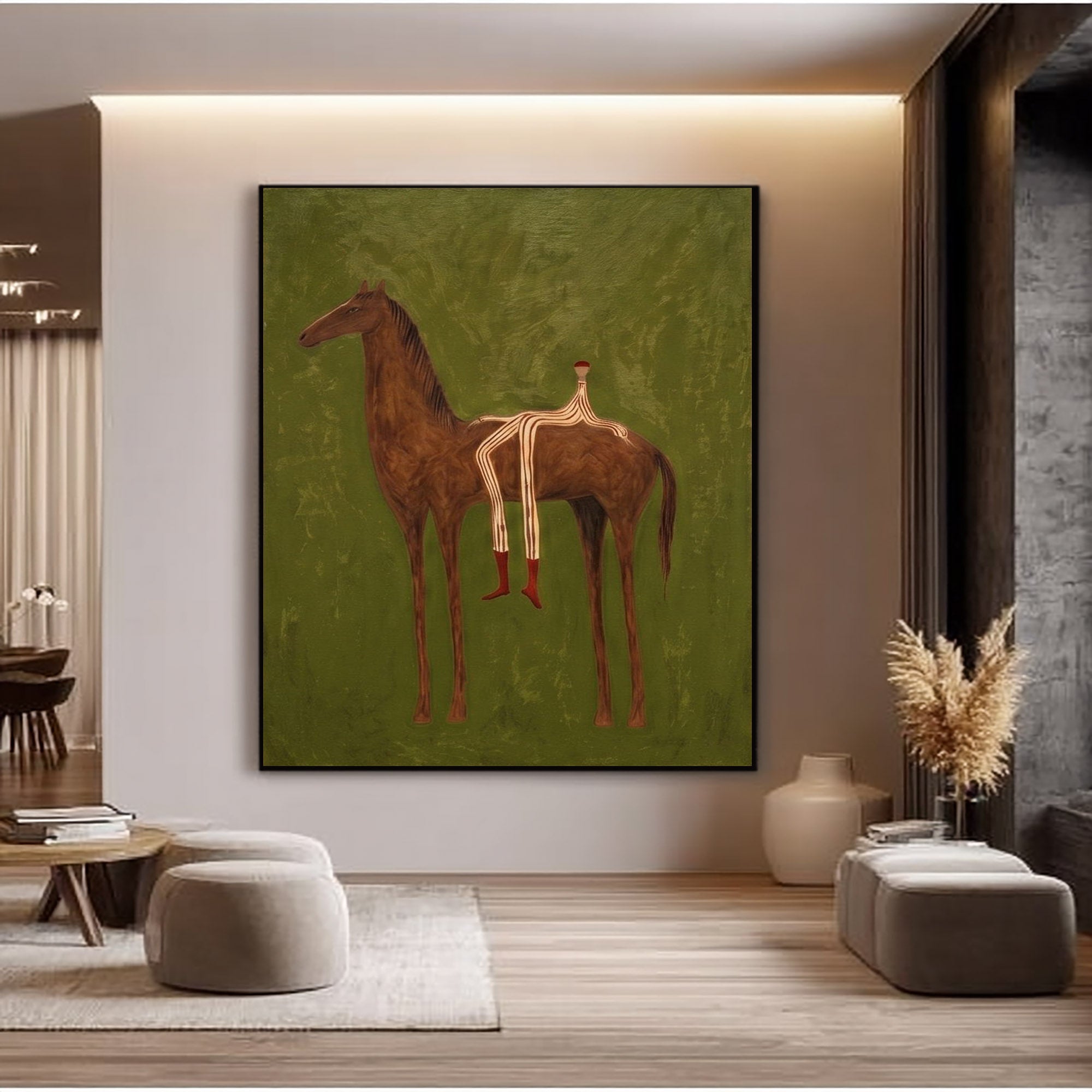 Large Cowboy Horse Wall Art Modern Western Contemporary Artwork