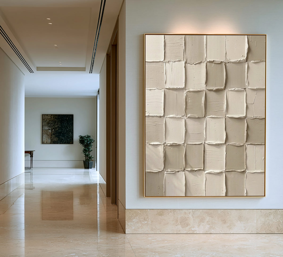 Rhythm Built From Simple Blocks Large Textured White Abstract Wall Art Modern Minimalist Sculptural Relief