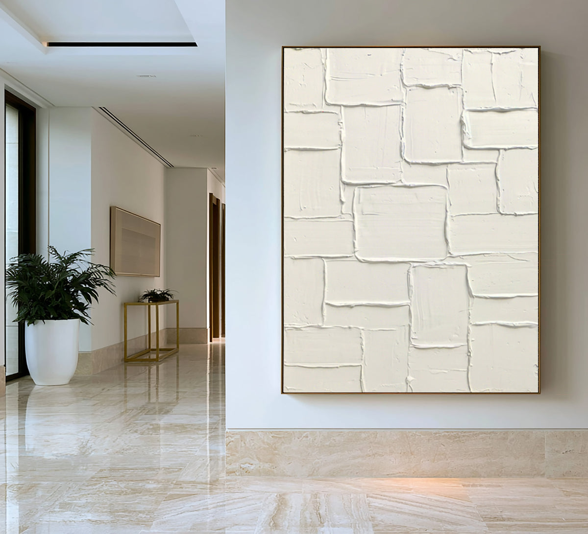 Large White Textured Abstract Wall Art Modern Painting Minimalist Neutral Luxury Home Decor