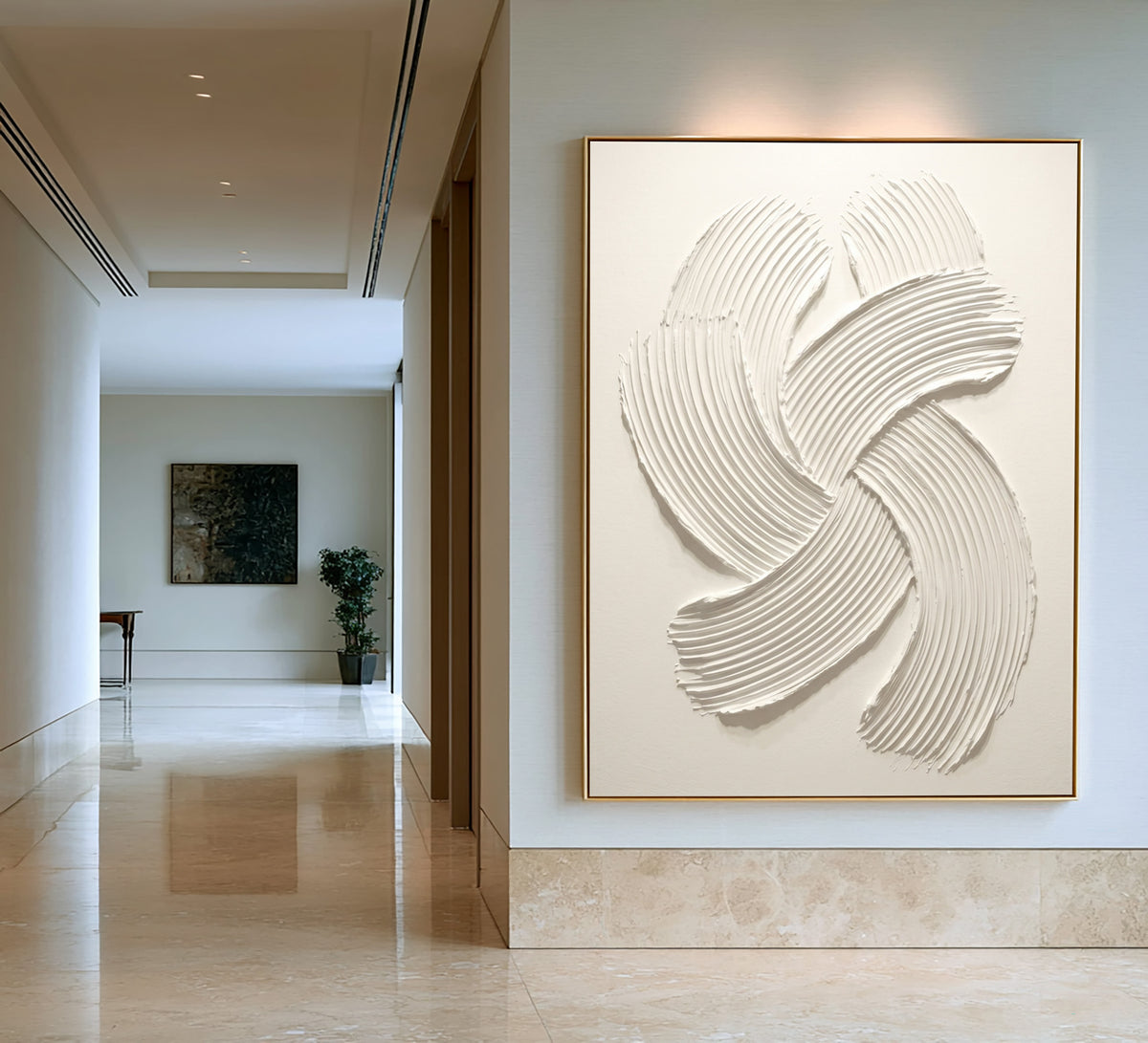Quiet Motion In White Relief Large Textured Wall Art Minimalist Sculptural Abstract Artwork Quiet Luxury Decor