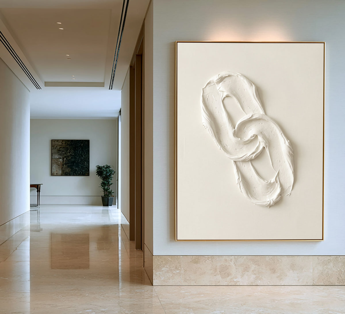 Quietly Bound By Endless Movement Large White Textured Abstract Wall Art Sculptural Relief Quiet Luxury Decor