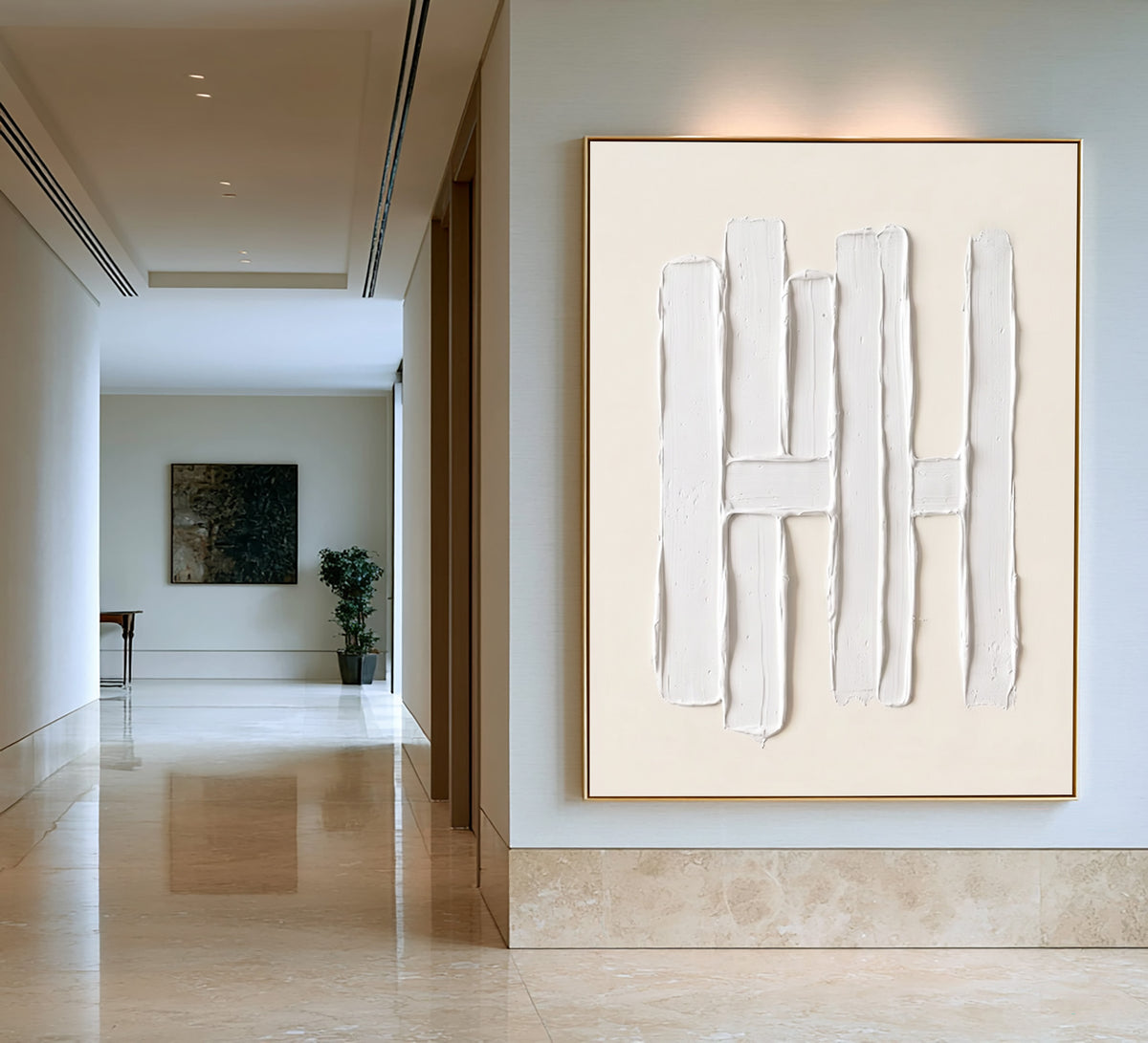 Vertical Forms Large White Textured Abstract Wall Art Sculptural Relief Modern Minimalist Interior Artwork